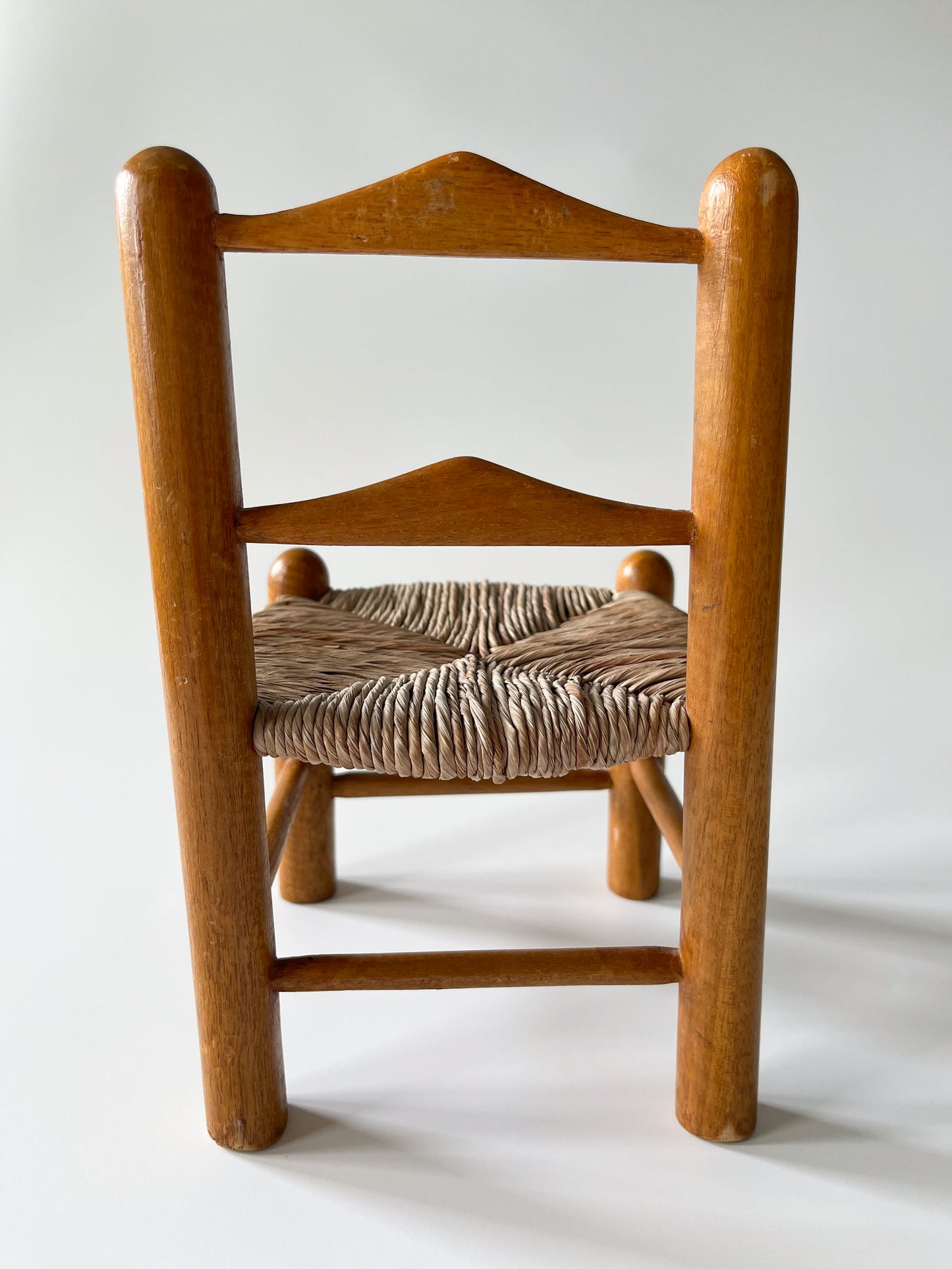 Vintage Miniature Ladder Back Rush Seat Doll Chair
