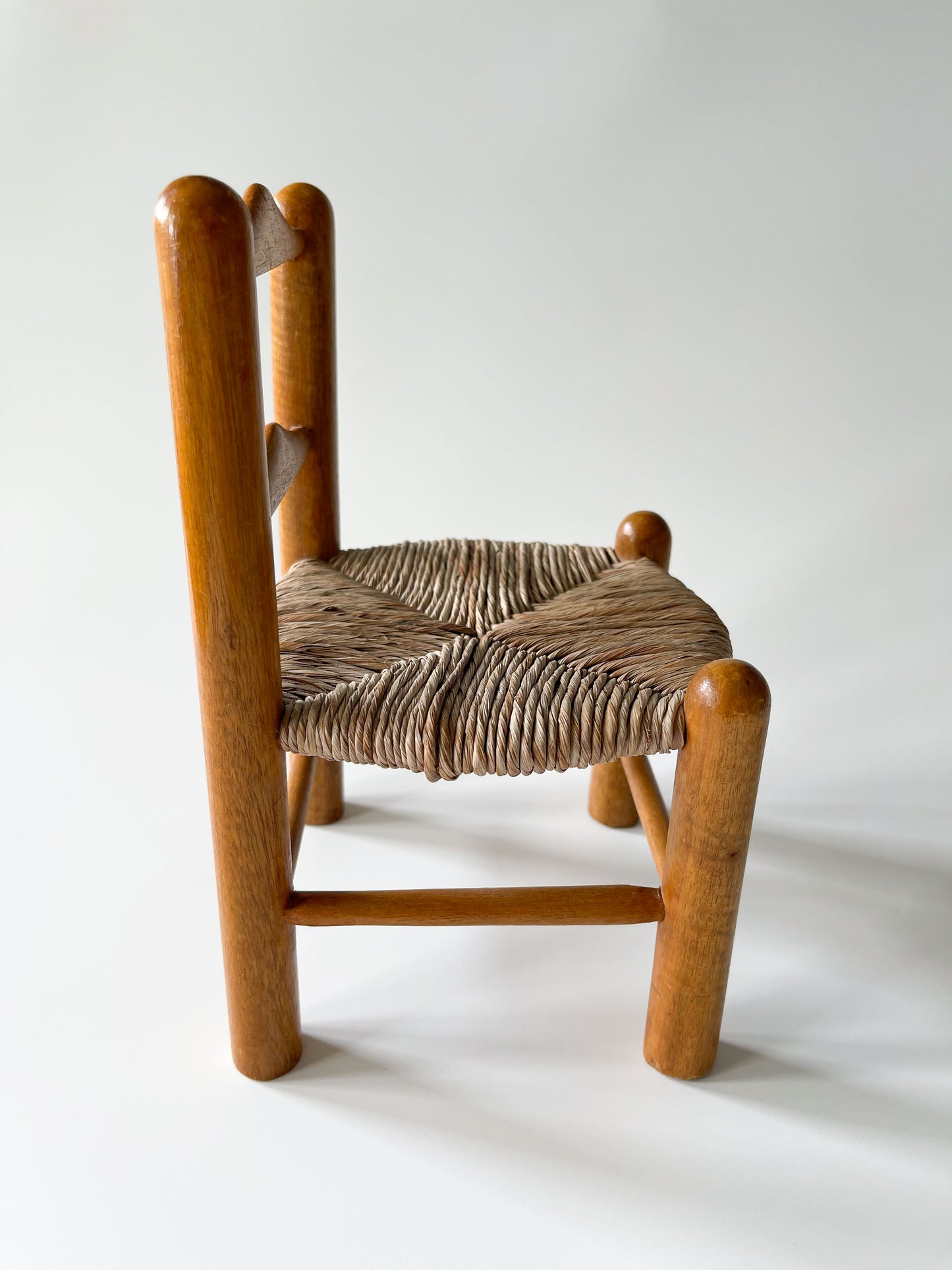 Vintage Miniature Ladder Back Rush Seat Doll Chair