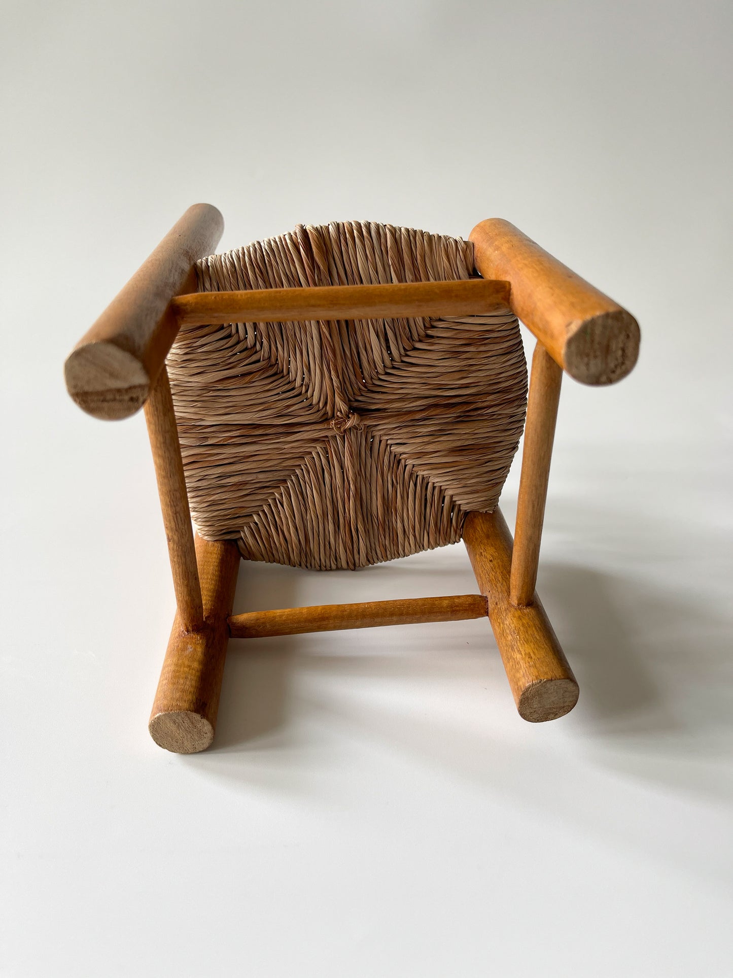 Vintage Miniature Ladder Back Rush Seat Doll Chair