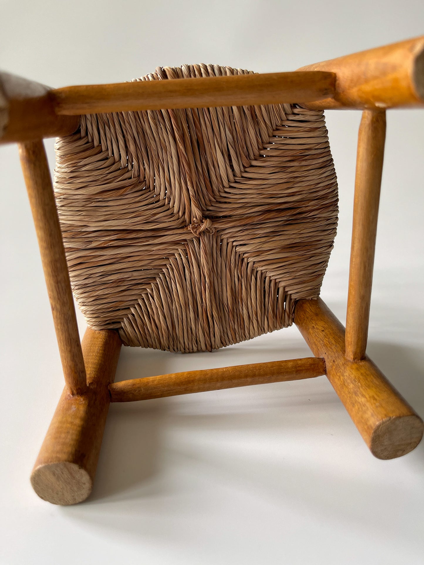 Vintage Miniature Ladder Back Rush Seat Doll Chair