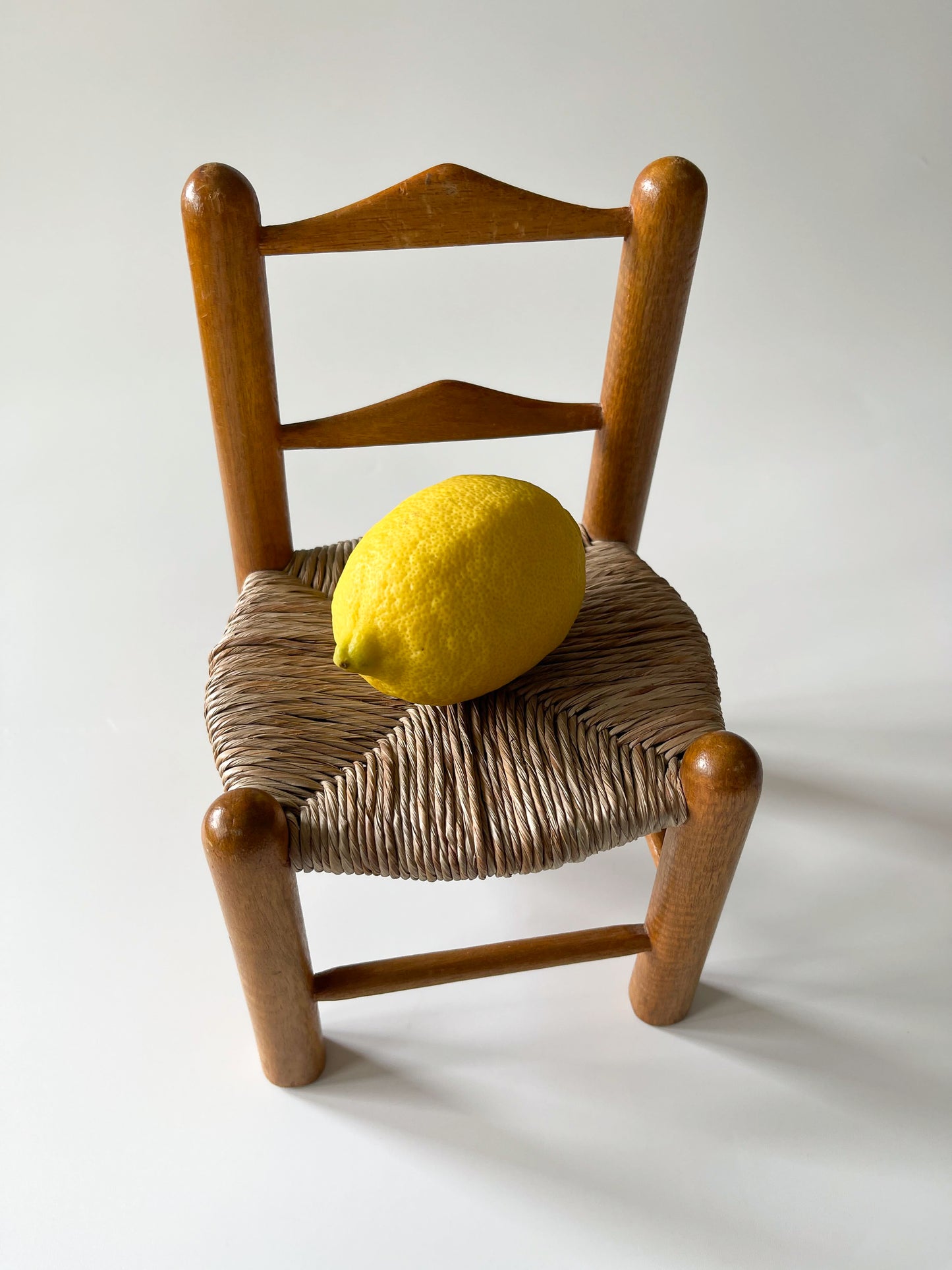 Vintage Miniature Ladder Back Rush Seat Doll Chair