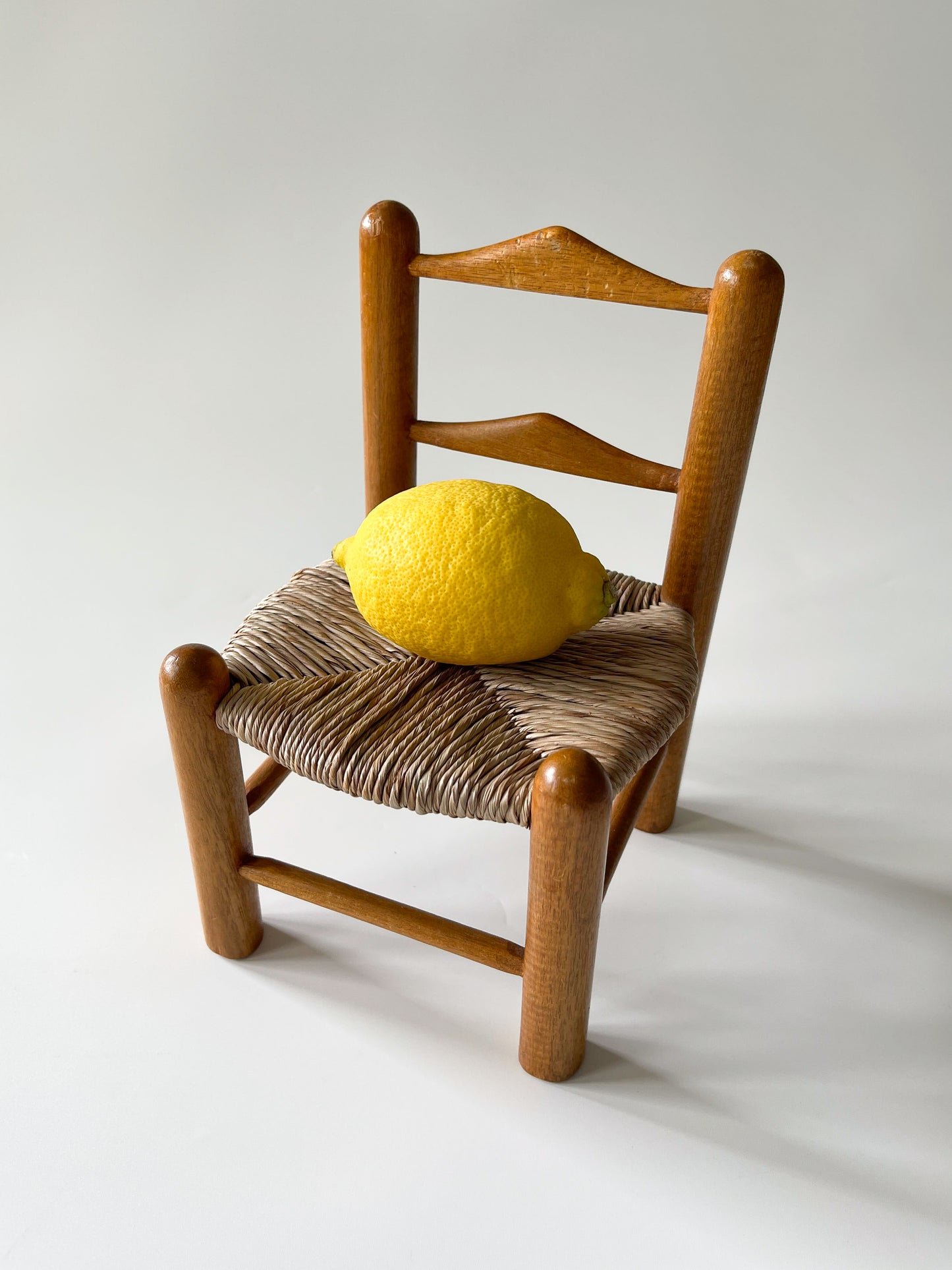 Vintage Miniature Ladder Back Rush Seat Doll Chair