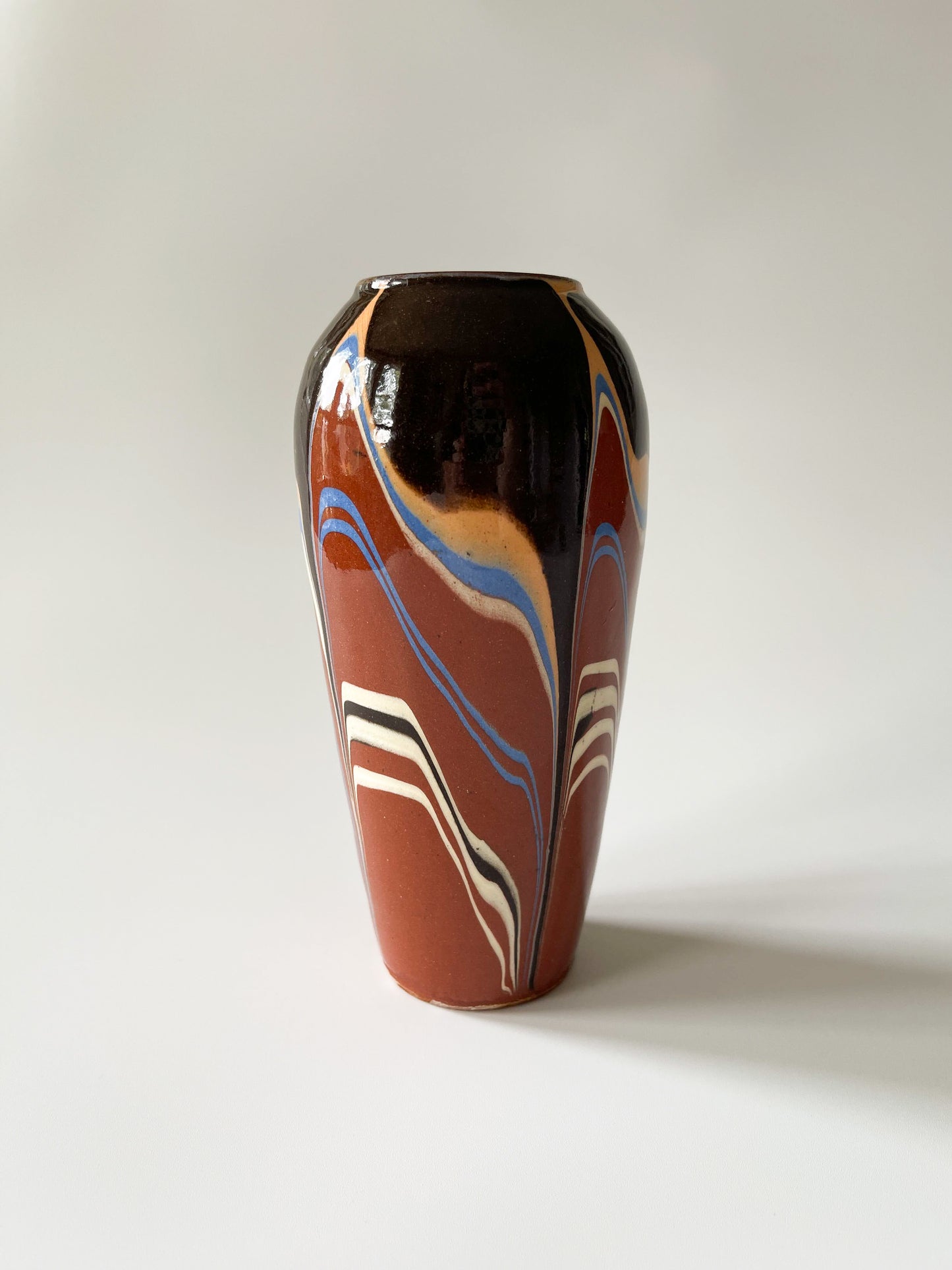 Vintage Bulgarian Traditional Redware Pottery Vase 6"
