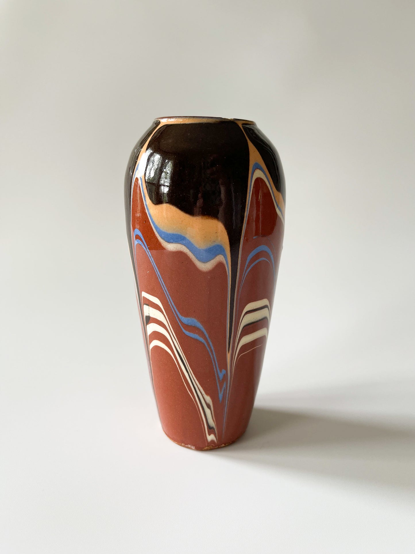 Vintage Bulgarian Traditional Redware Pottery Vase 6"