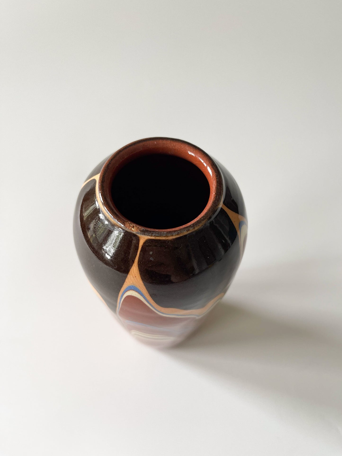 Vintage Bulgarian Traditional Redware Pottery Vase 6"