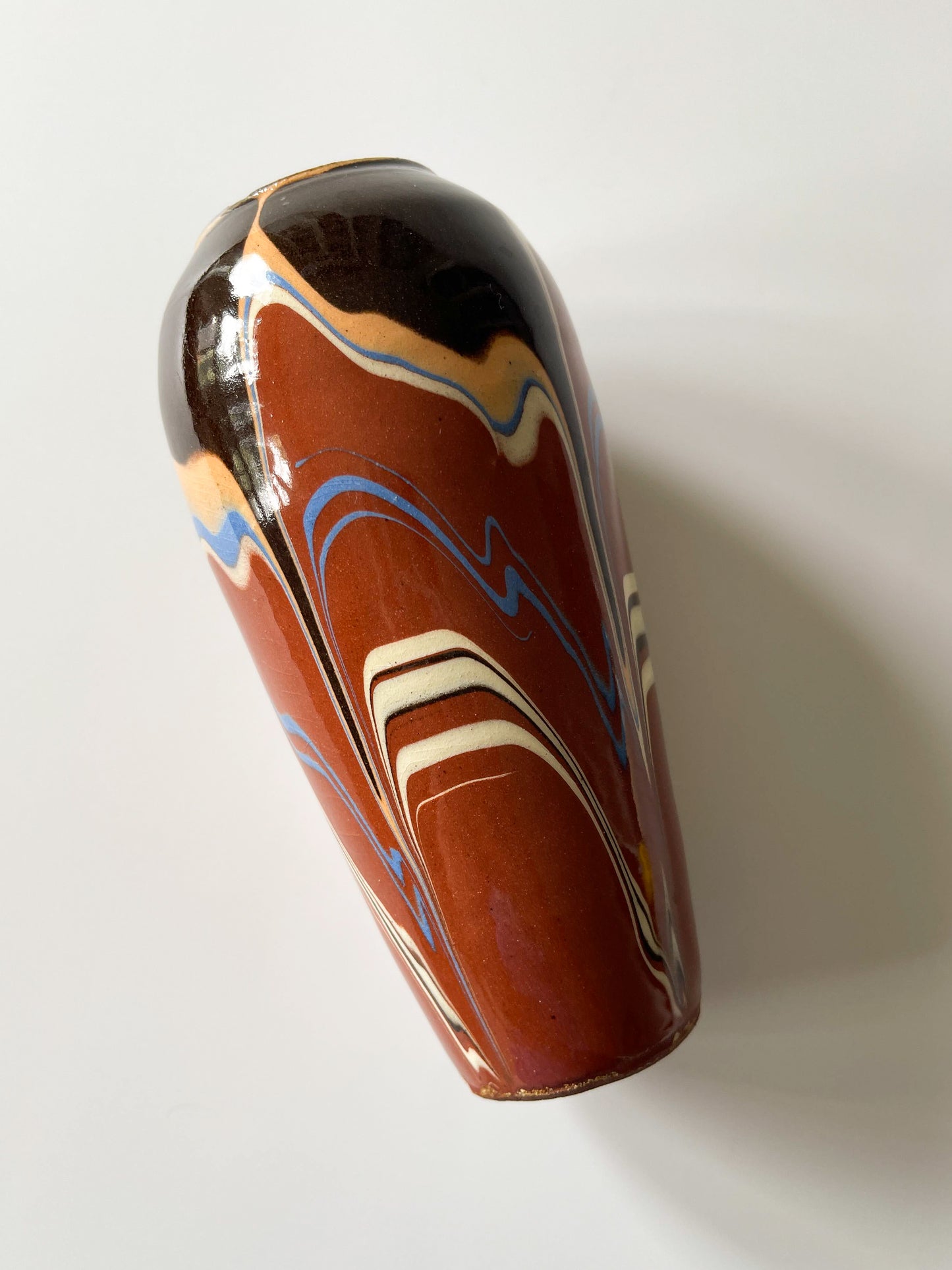 Vintage Bulgarian Traditional Redware Pottery Vase 6"