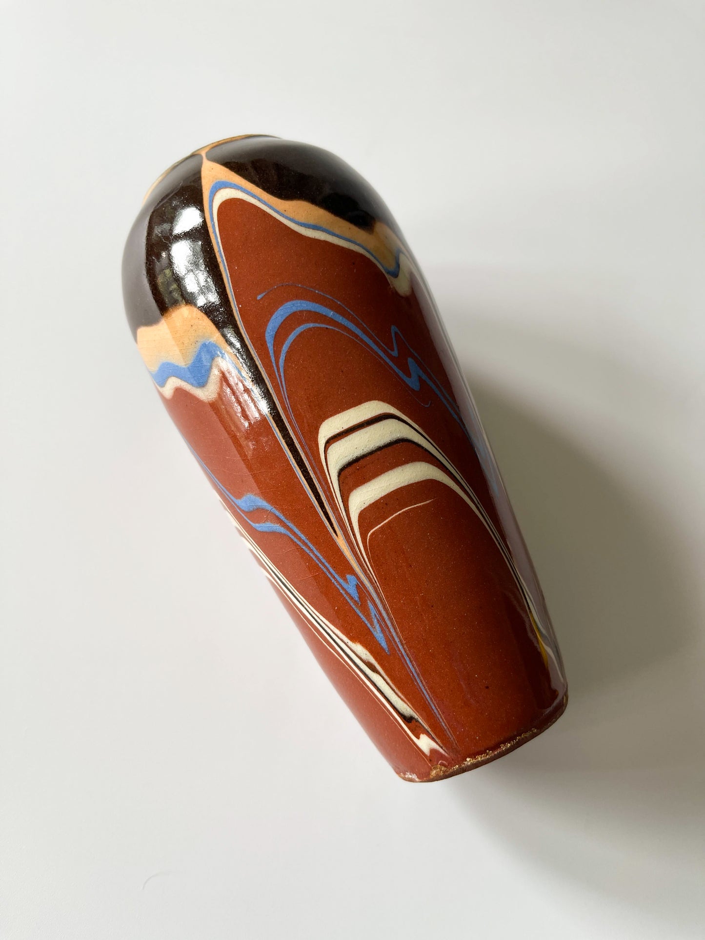 Vintage Bulgarian Traditional Redware Pottery Vase 6"