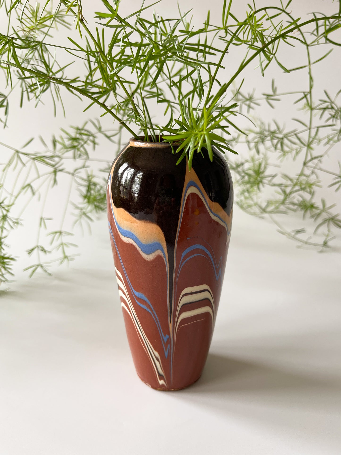 Vintage Bulgarian Traditional Redware Pottery Vase 6"