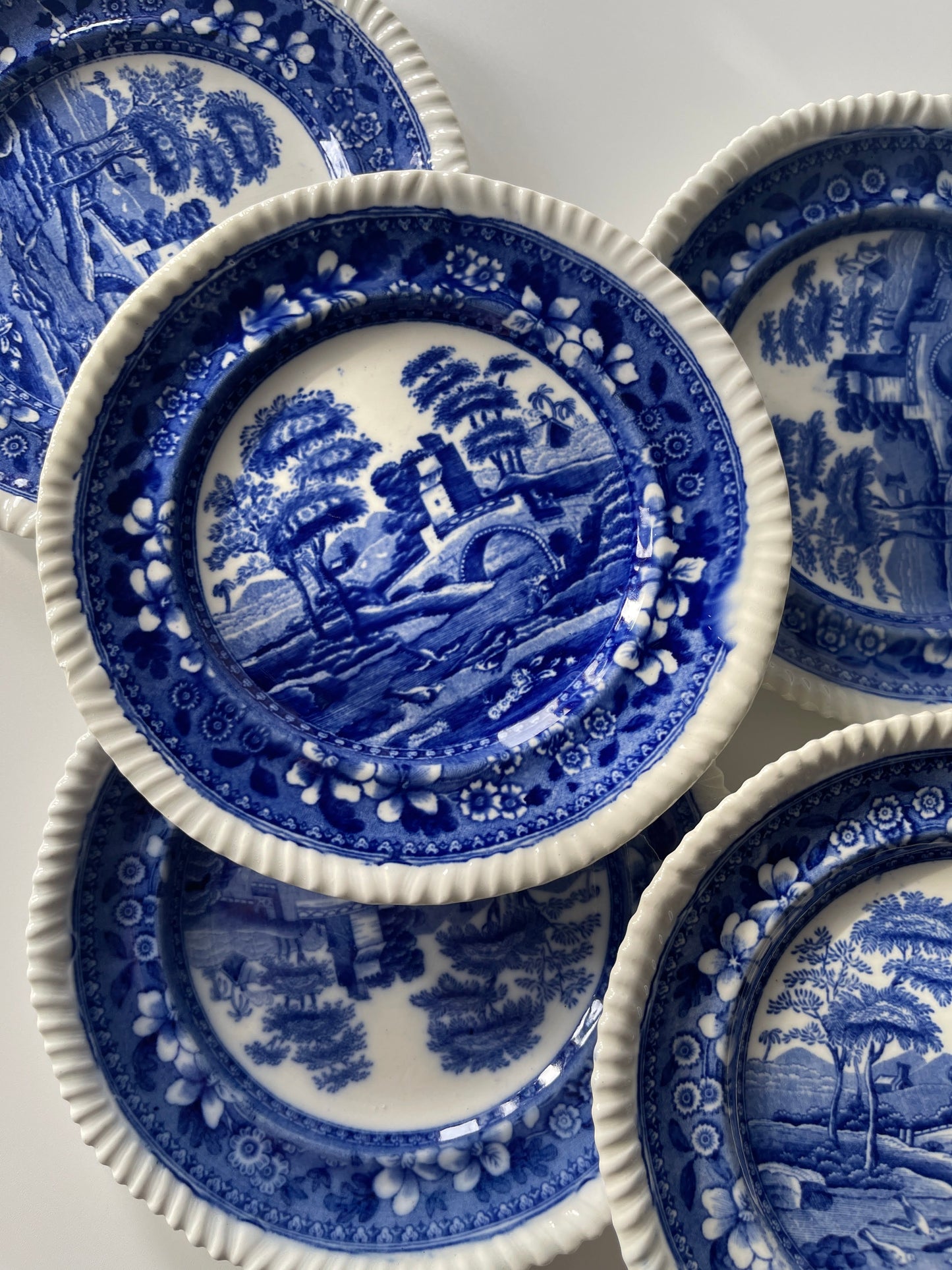 Antique Copeland Spode Tower Blue Bread & Butter Plates