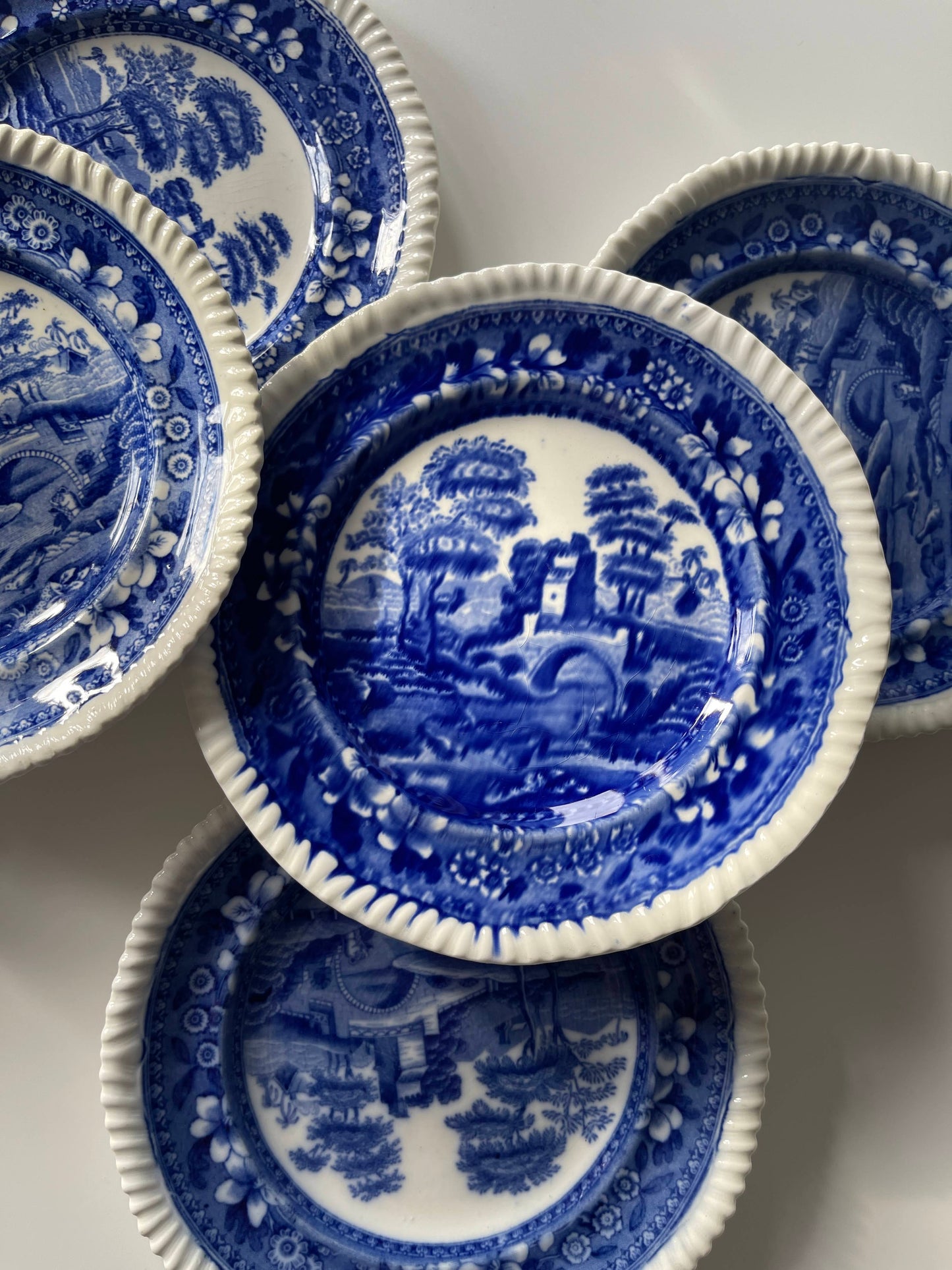 Antique Copeland Spode Tower Blue Bread & Butter Plates