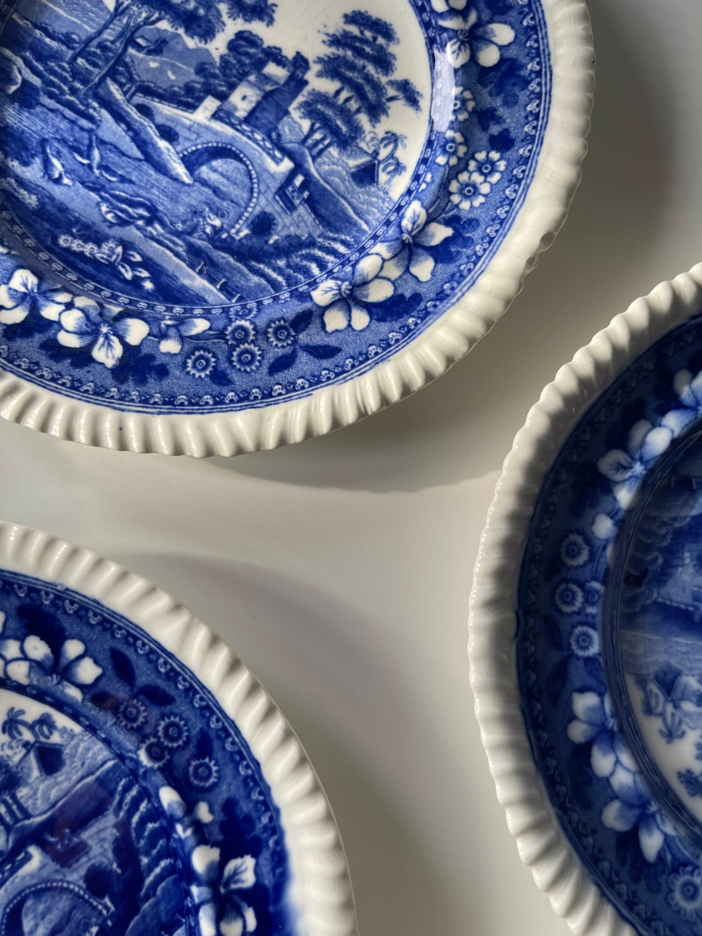 Antique Copeland Spode Tower Blue Bread & Butter Plates