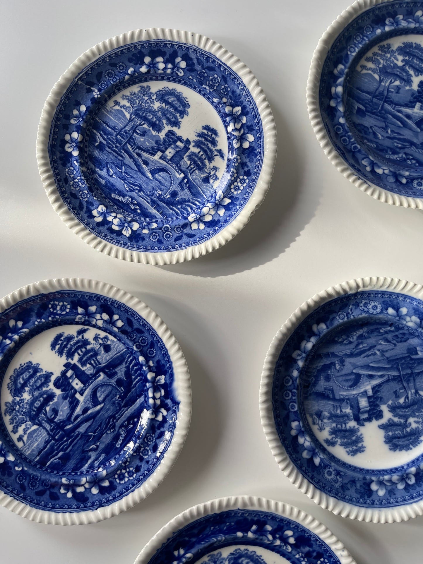 Antique Copeland Spode Tower Blue Bread & Butter Plates