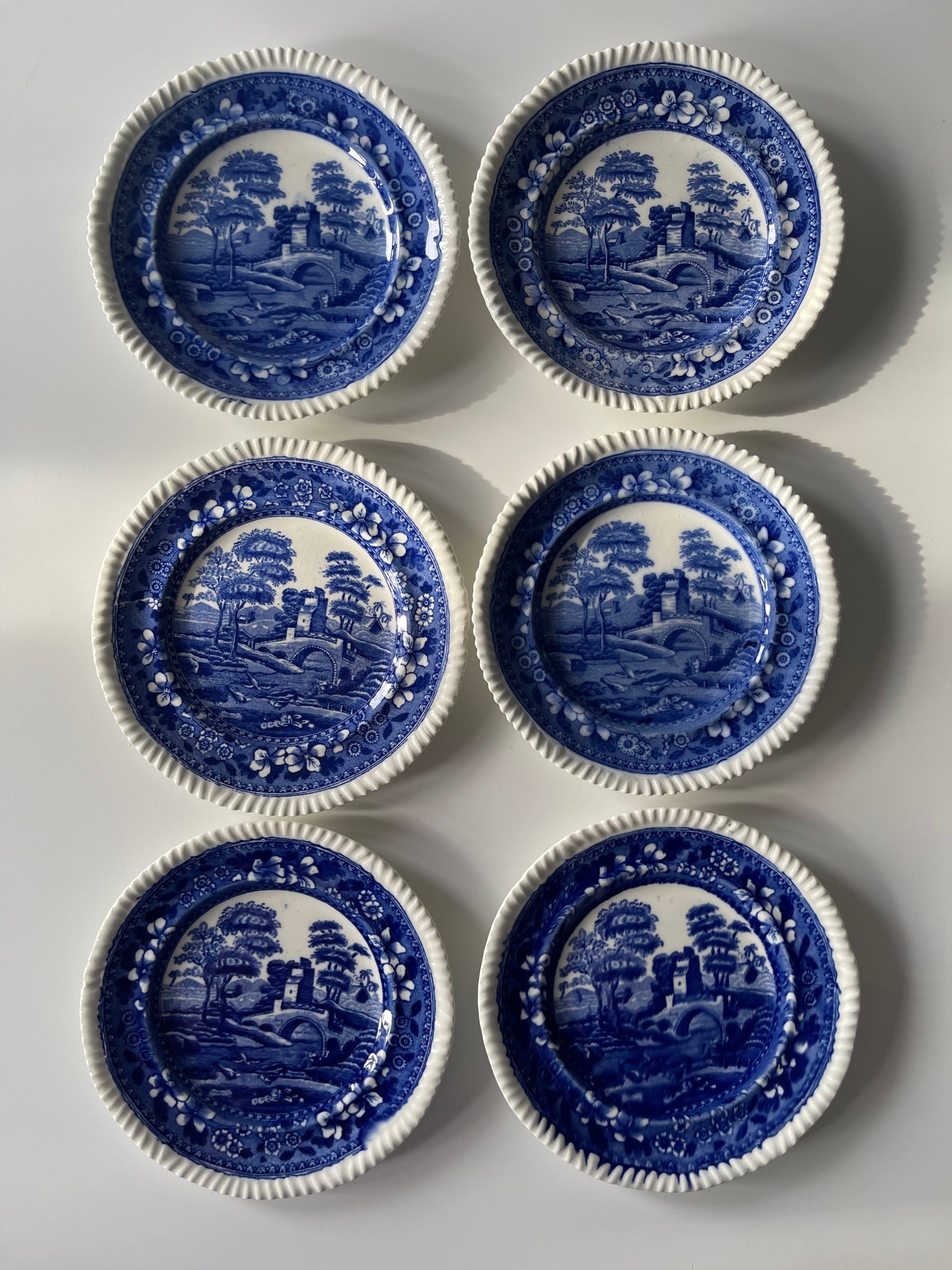 Antique Copeland Spode Tower Blue Bread & Butter Plates