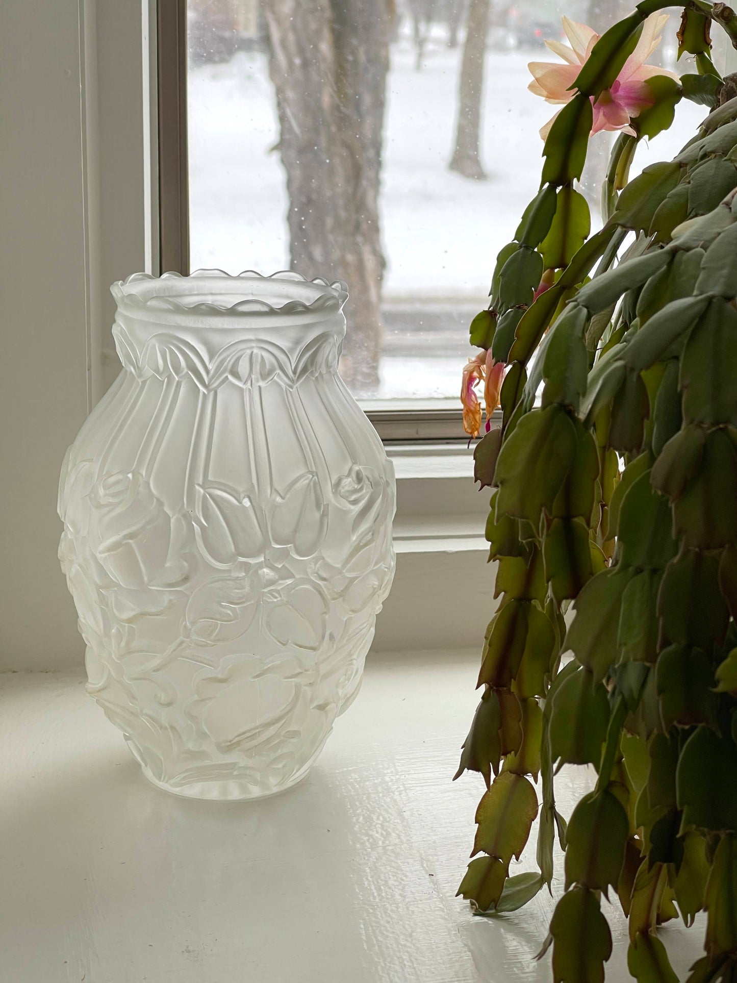 Antique Art Deco Satin Glass Rose Vase