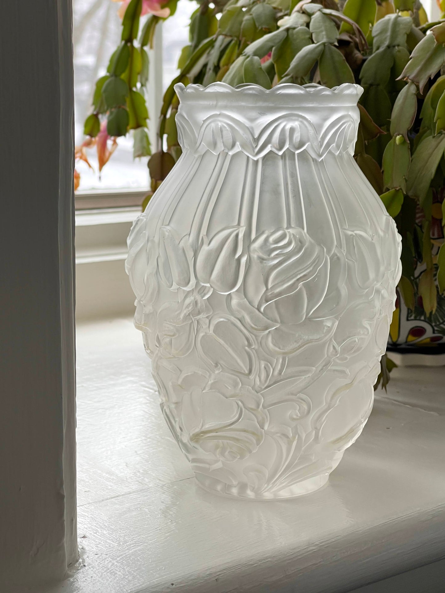 Antique Art Deco Satin Glass Rose Vase