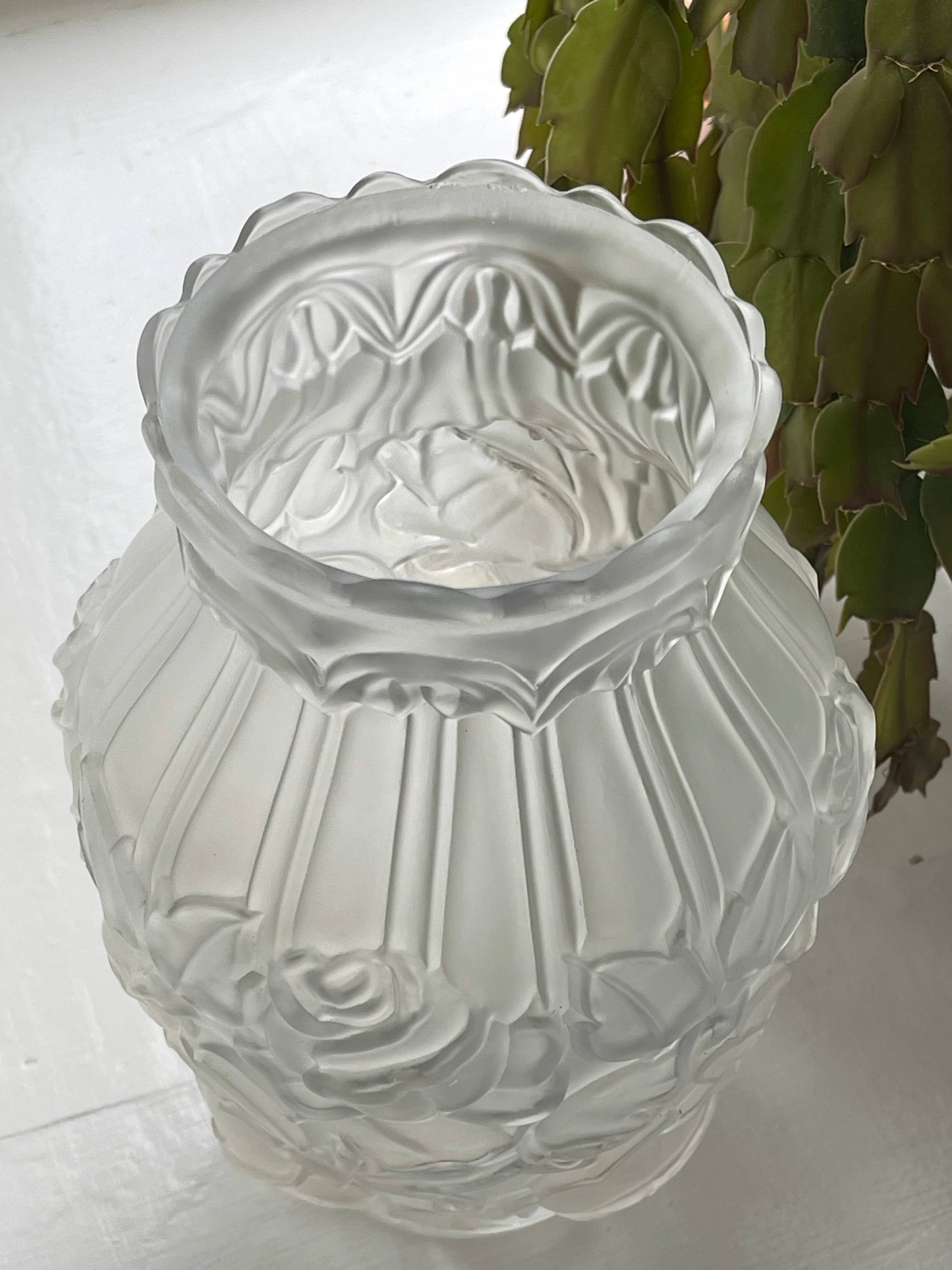 Antique Art Deco Satin Glass Rose Vase