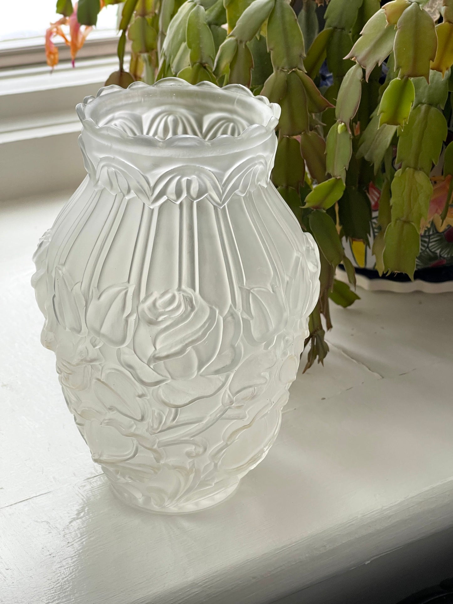 Antique Art Deco Satin Glass Rose Vase