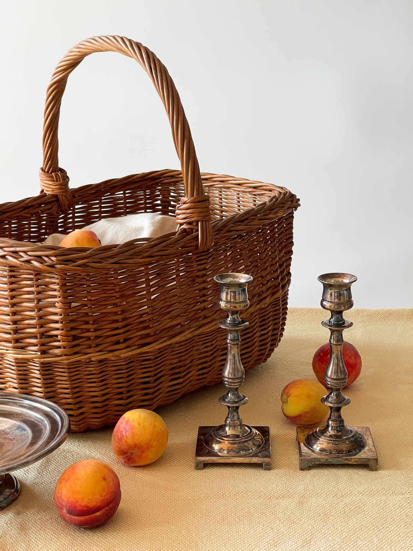 Vintage Handwoven Rectangular Market Basket