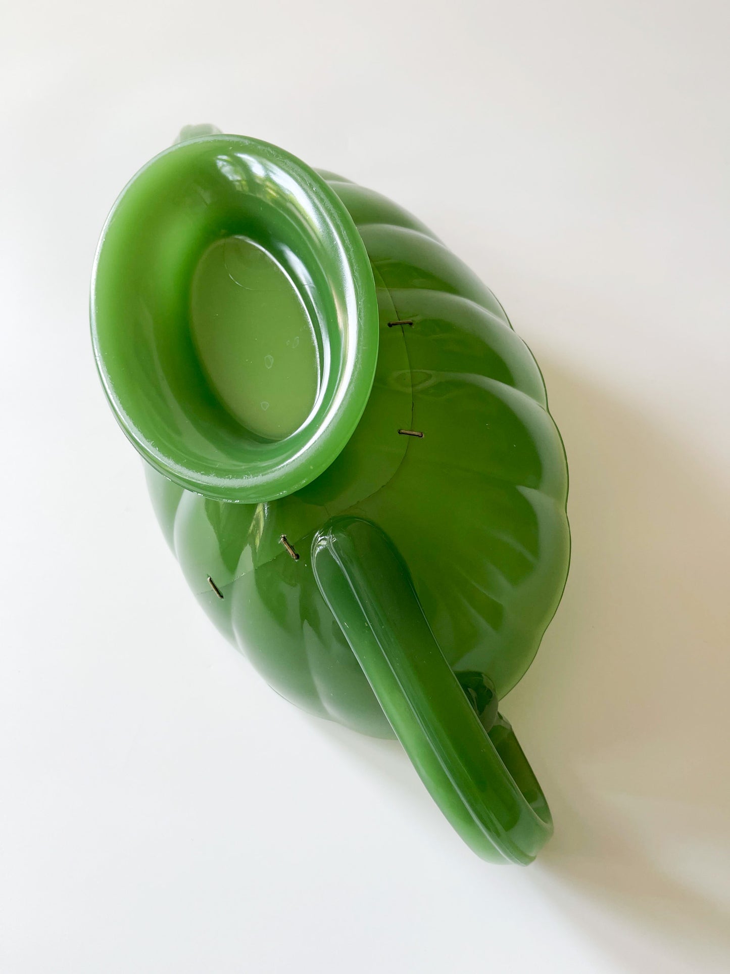 Antique Northwood Jade Green Glass Staple Repair Mantle Vase