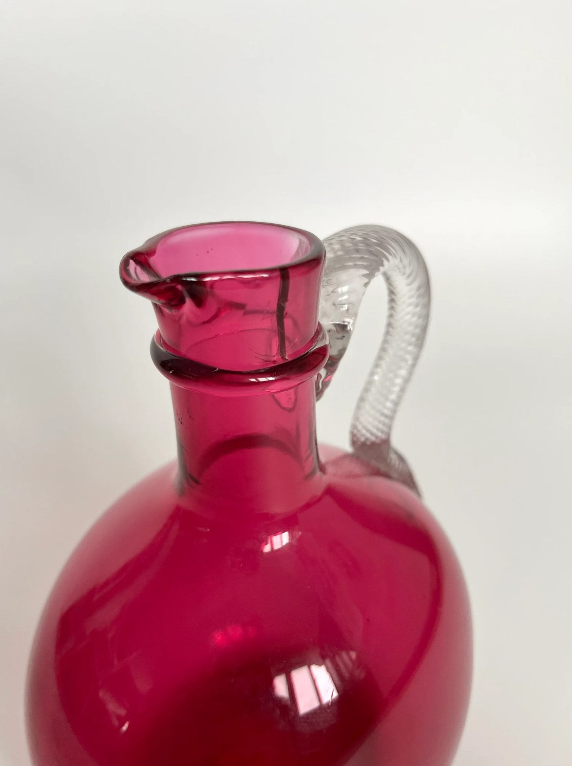 Antique Victorian Bristol Cranberry Glass Jug