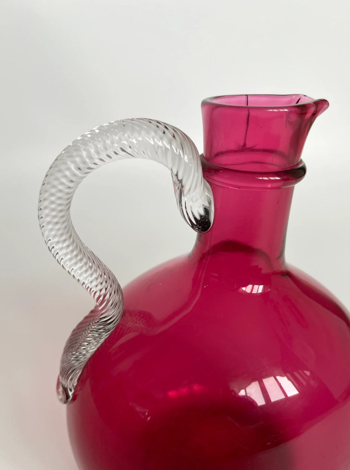 Antique Victorian Bristol Cranberry Glass Jug