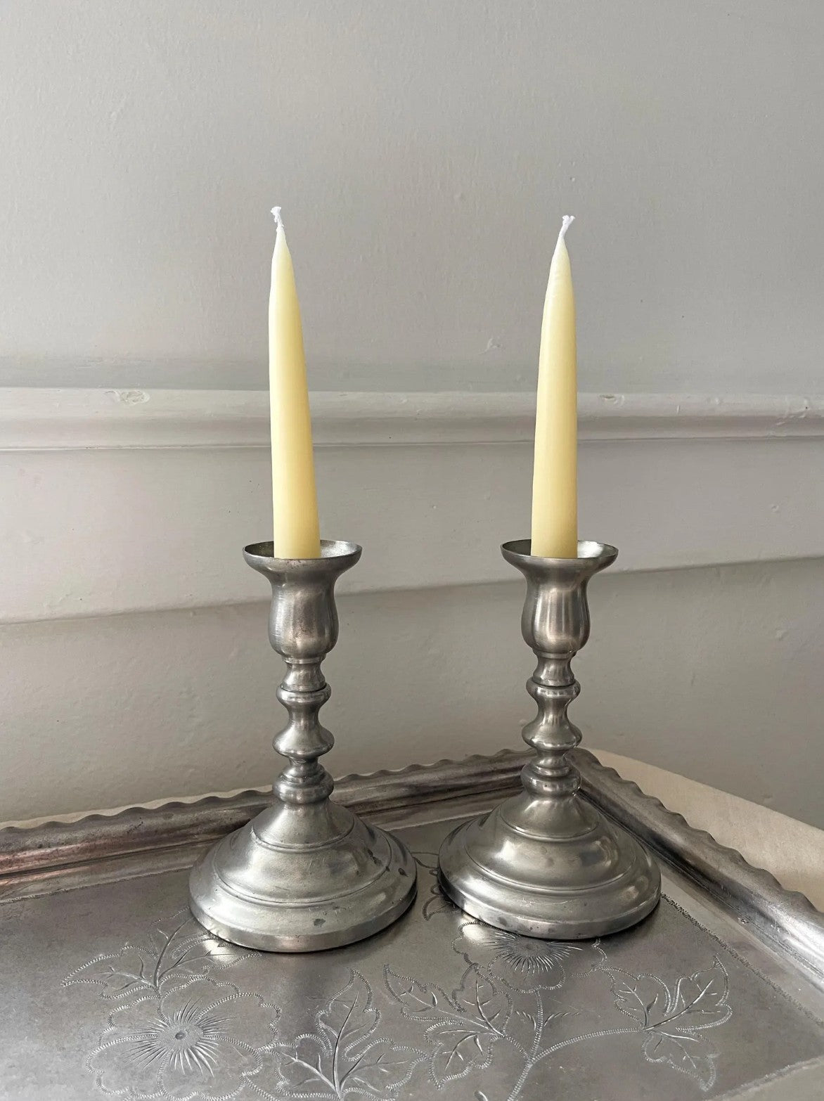 Vintage Pewter Candle Holders