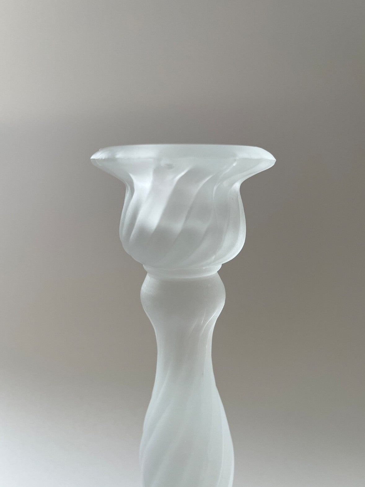 Vintage Satin Glass Swirl Candlestick Holders