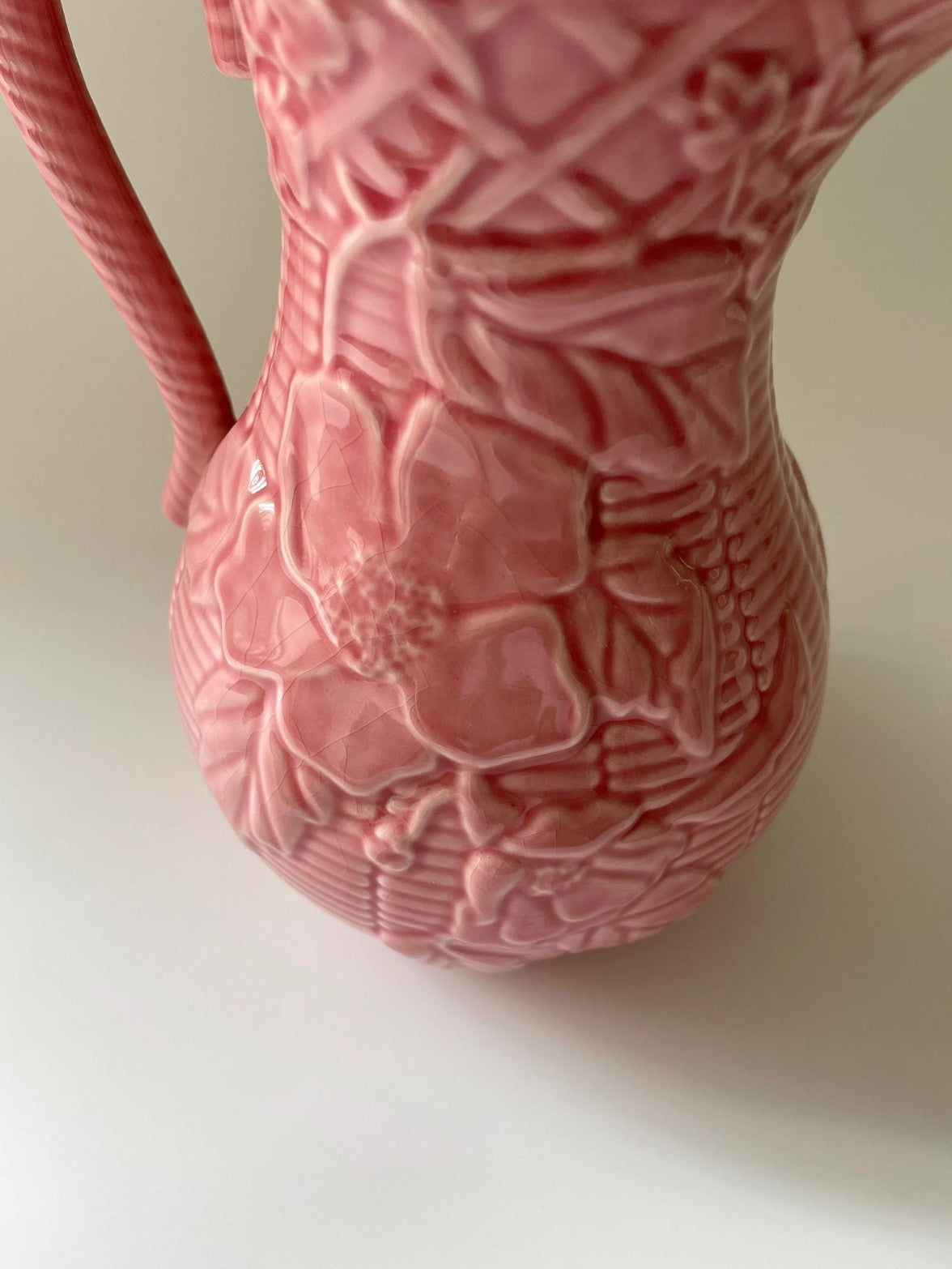 Bordallo Pinheiro Pink Floral Pitcher
