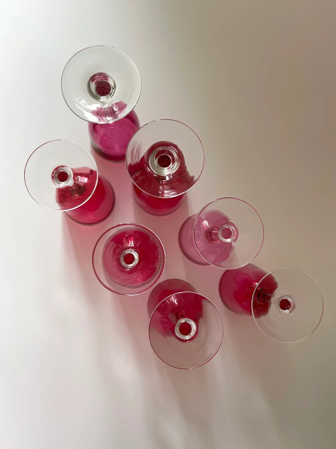 Antique Cranberry Crystal Sherry Glasses