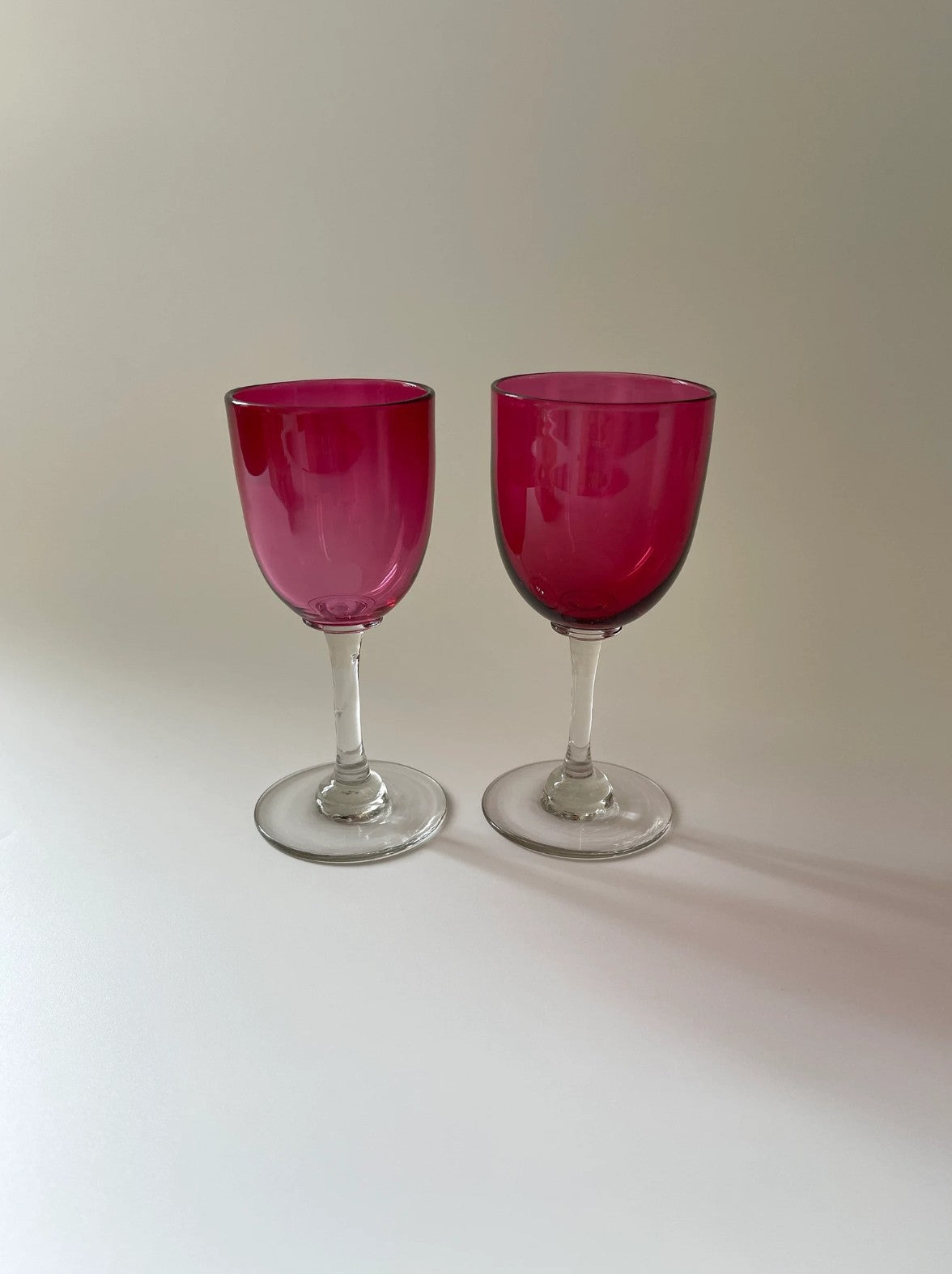 Antique Cranberry Crystal Sherry Glasses