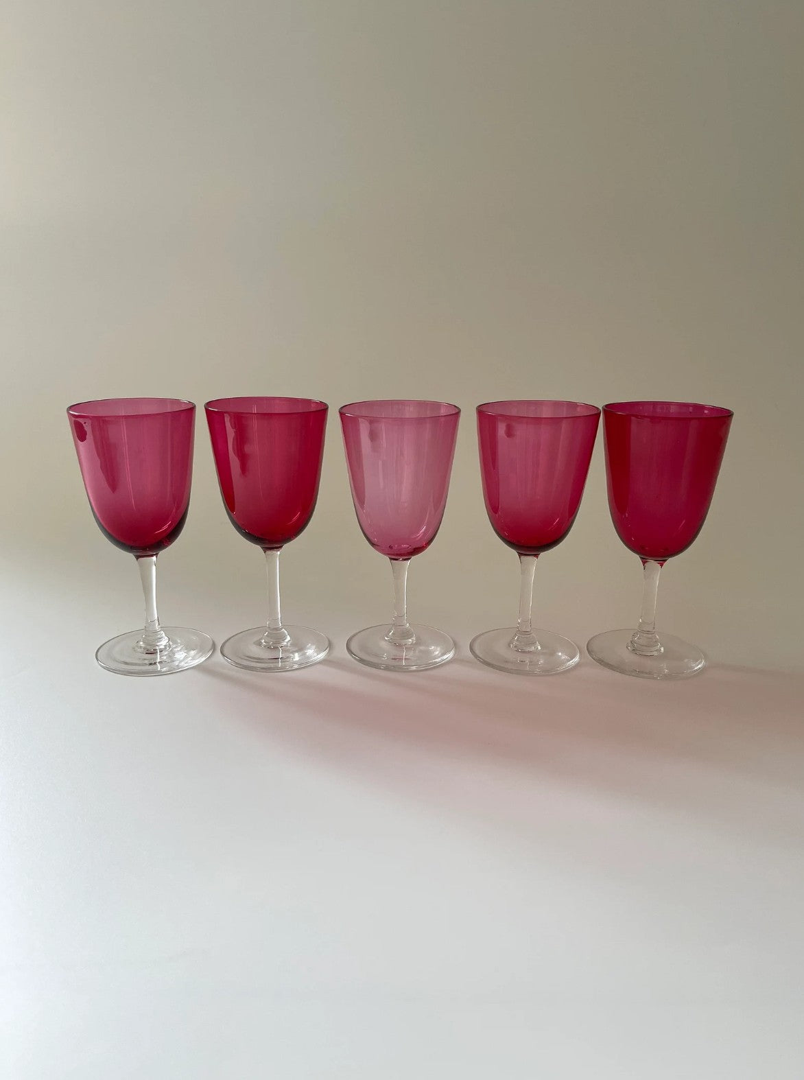 Antique Cranberry Crystal Sherry Glasses