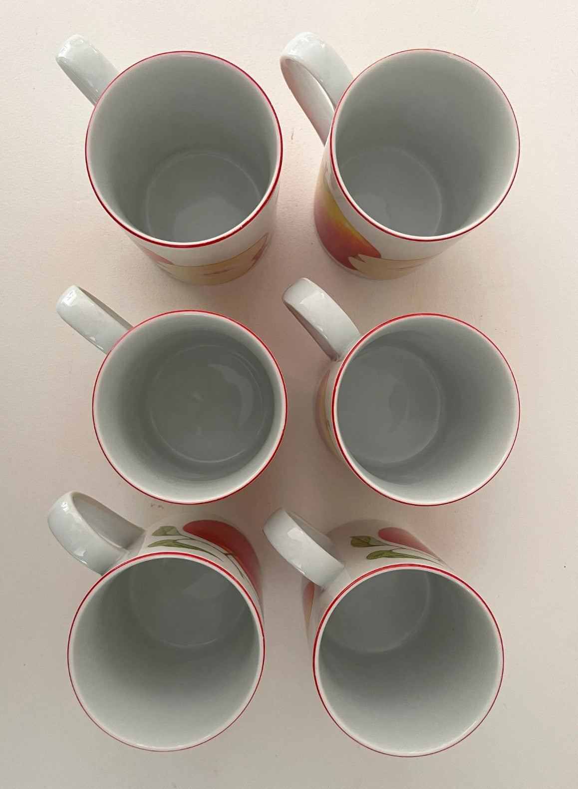 Vintage Fitz and Floyd Porcelain Apple Mugs