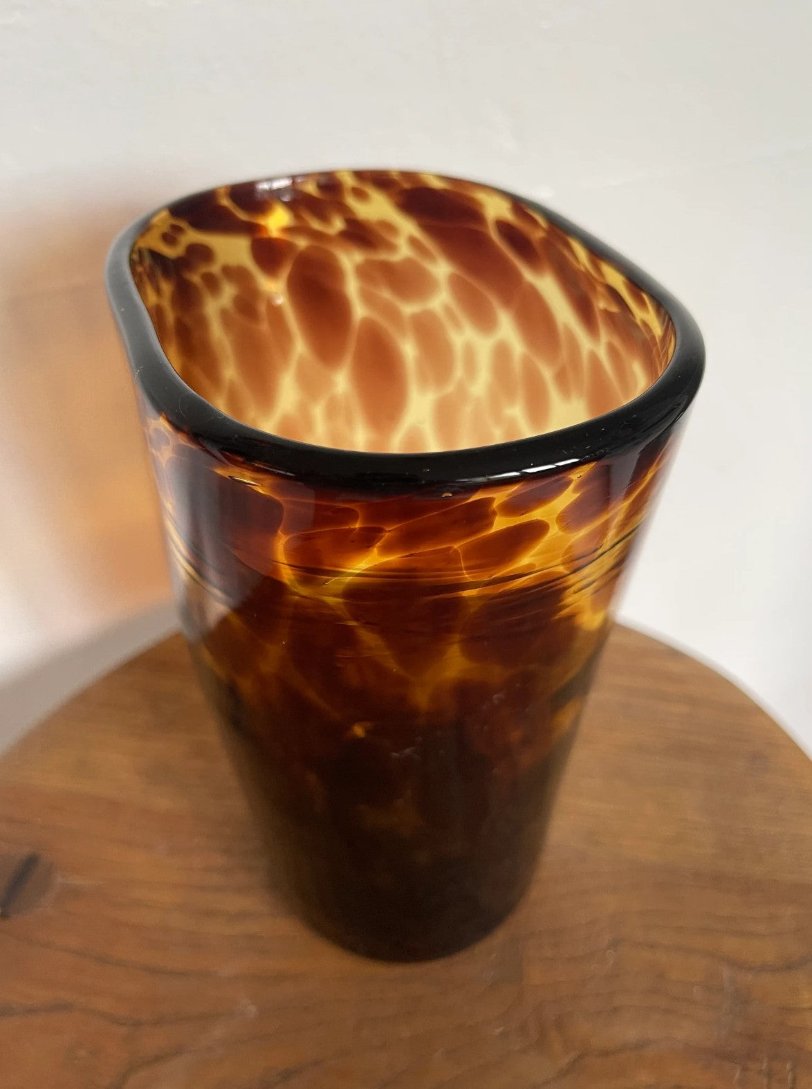 Vintage Tortoise Shell Blown Glass Vase