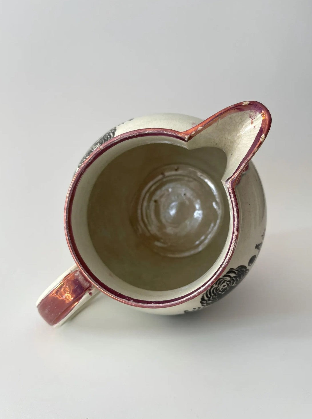 Antique Pink Lustre Masonic Jug