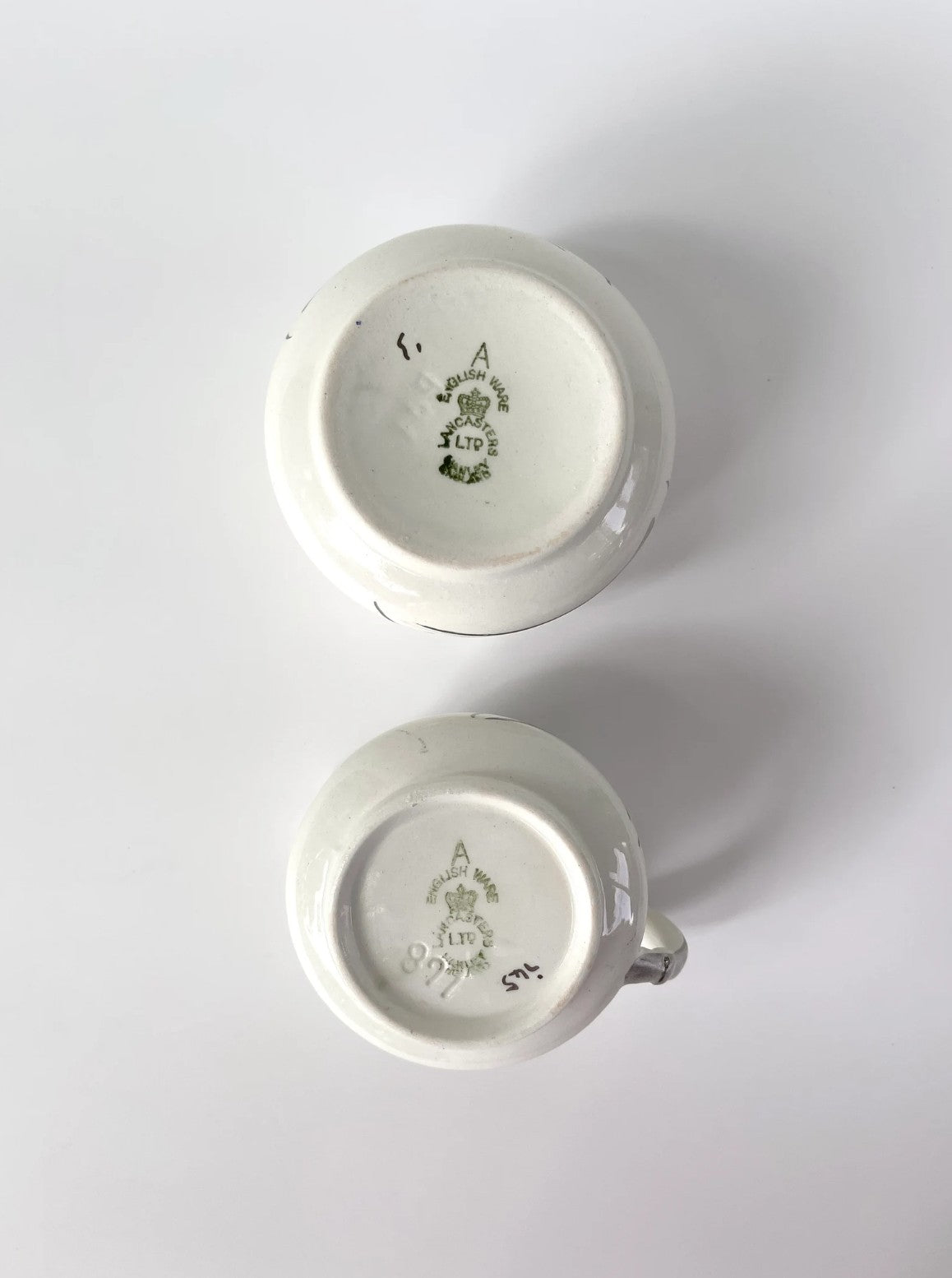1940s English Lustreware Sugar Pot and Creamer