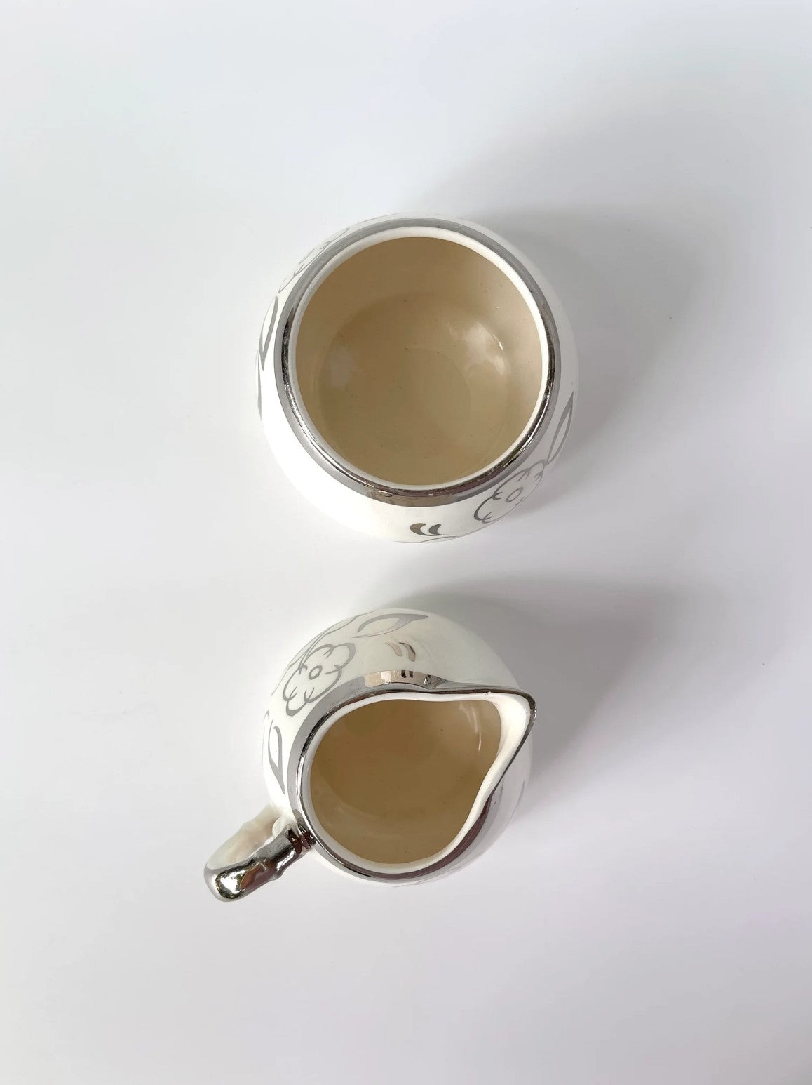 1940s English Lustreware Sugar Pot and Creamer