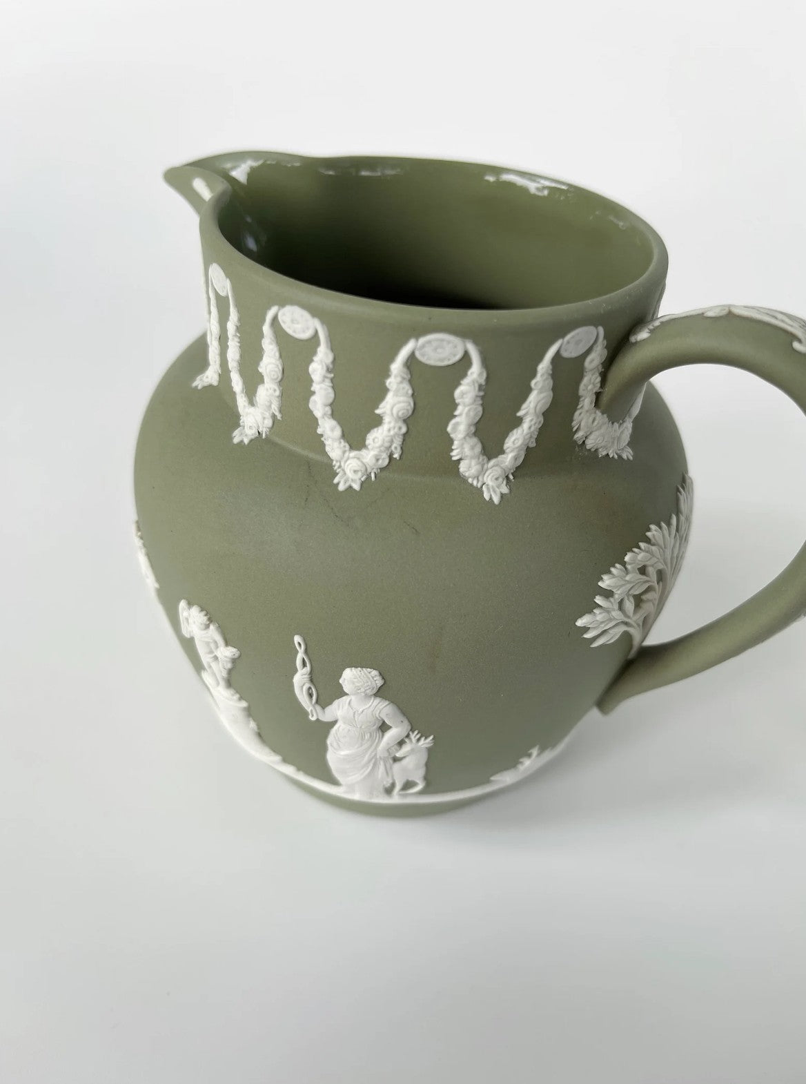 Vintage Wedgwood Green Jasperware Pitcher