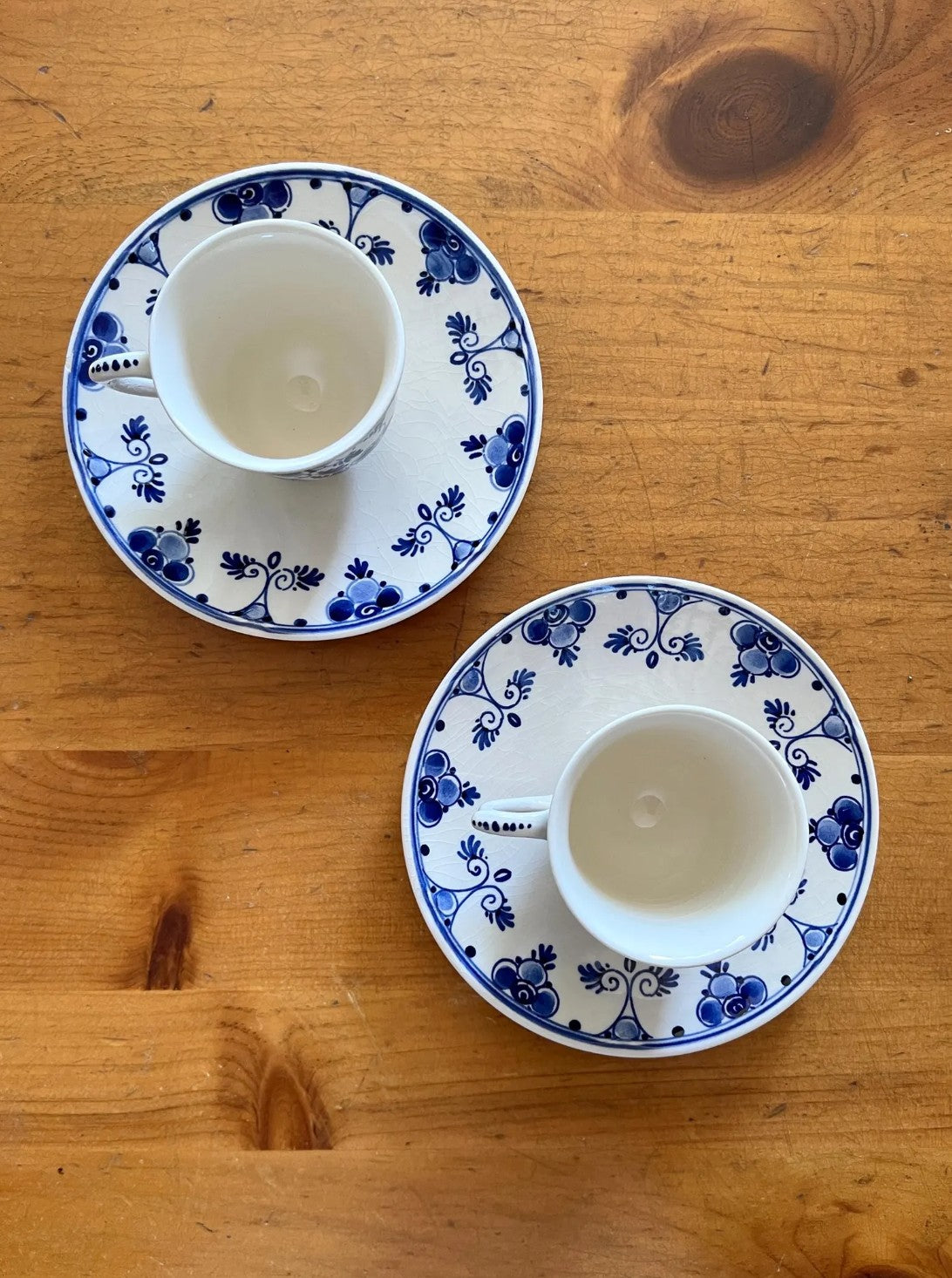 Vintage Delft Espresso Cups & Saucers