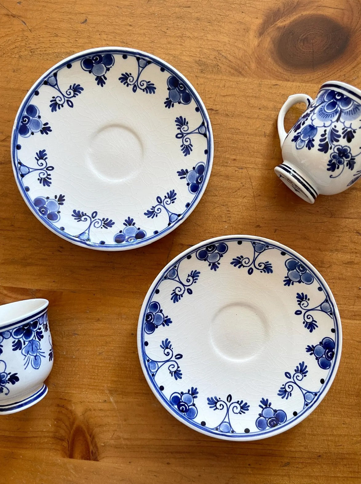 Vintage Delft Espresso Cups & Saucers
