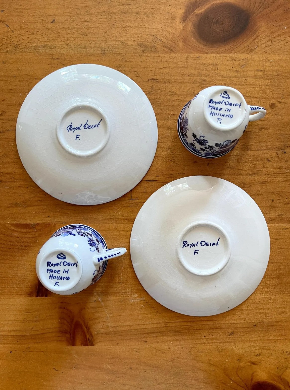 Vintage Delft Espresso Cups & Saucers