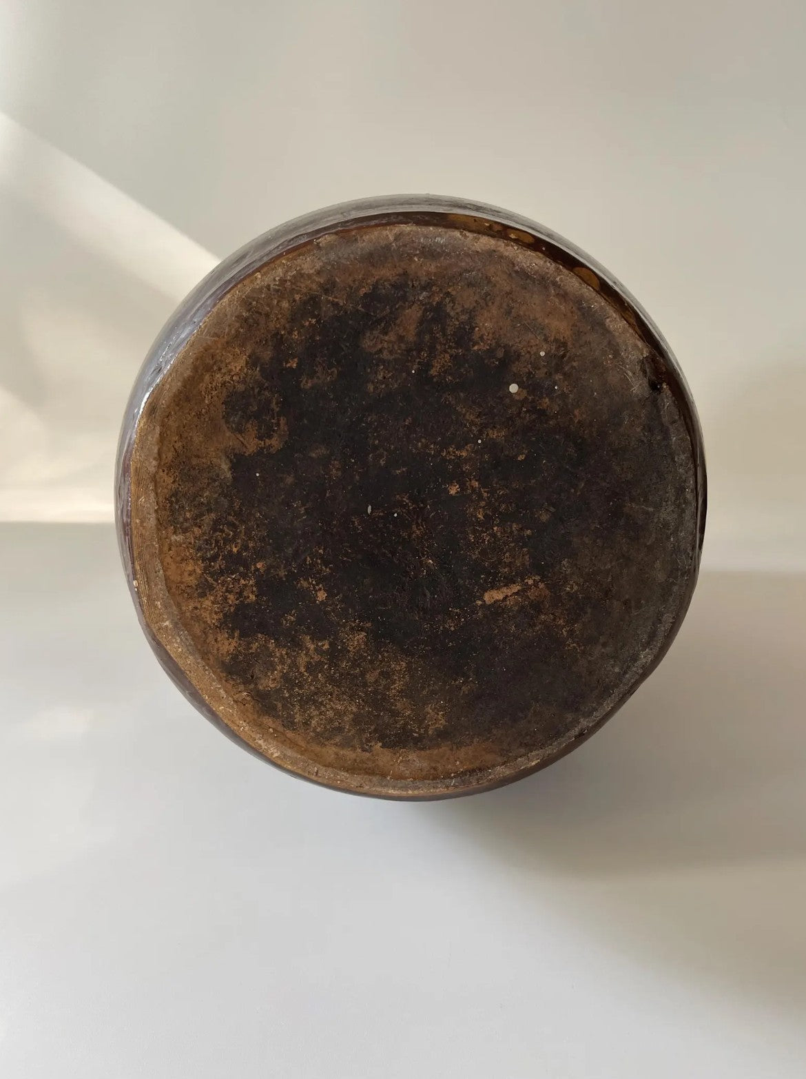 Antique Large Brown Stoneware Pitcher
