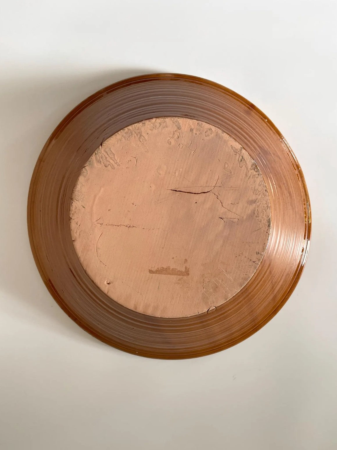 Vintage Ribbed Ochre Pottery Serving Bowl