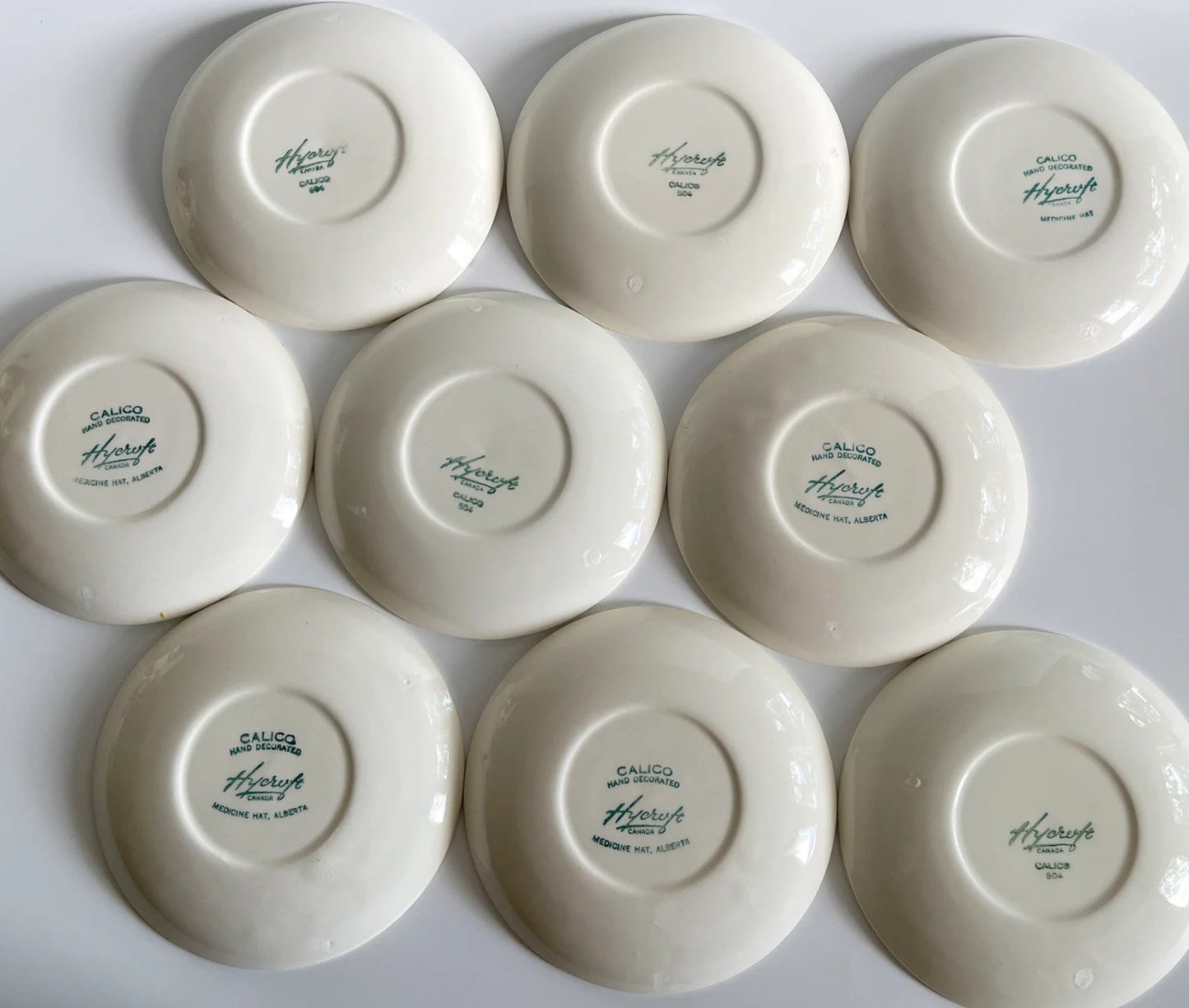 1950s Hycroft Calico Yellow Plaid Cups & Saucers