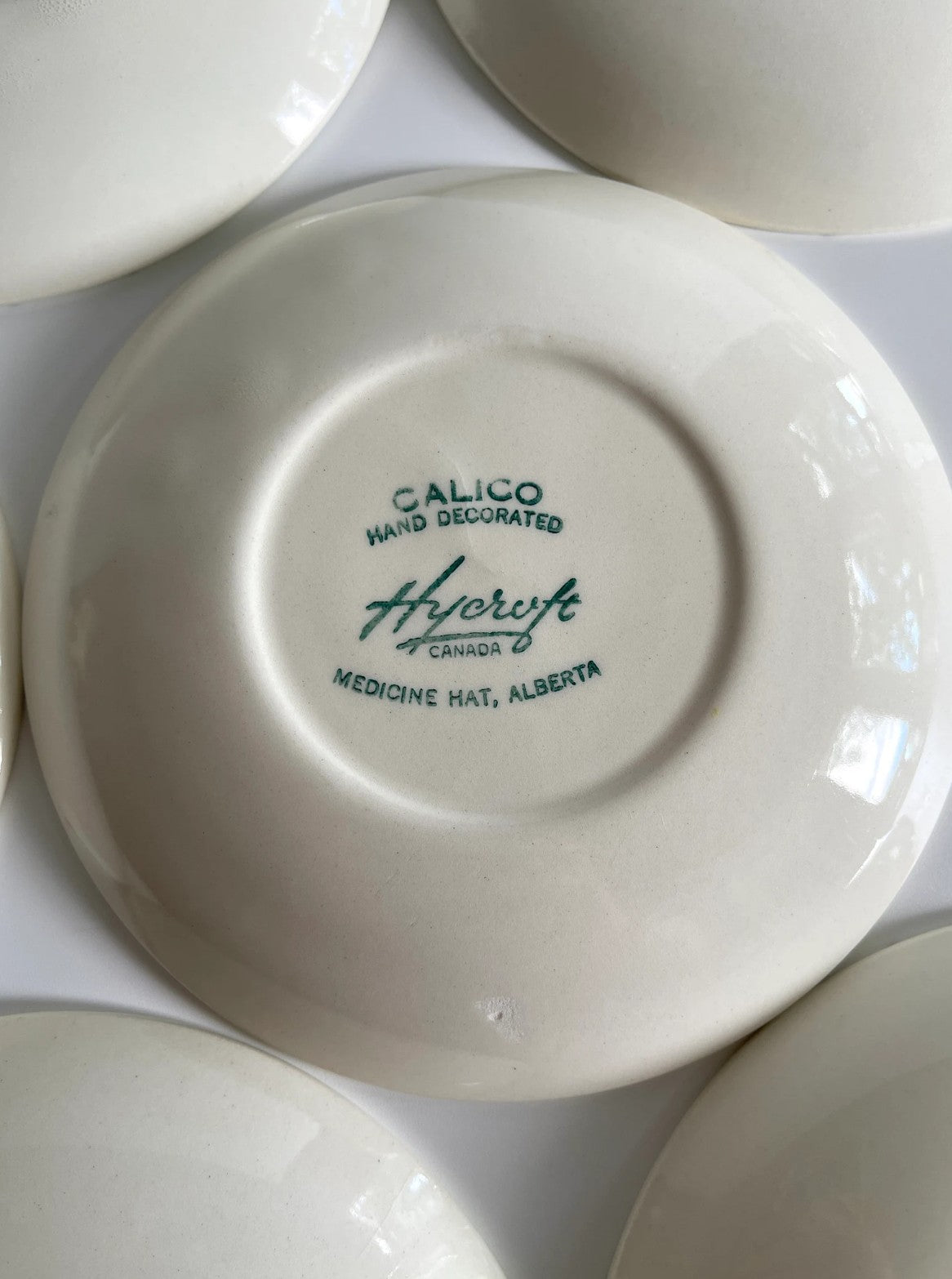 1950s Hycroft Calico Yellow Plaid Cups & Saucers