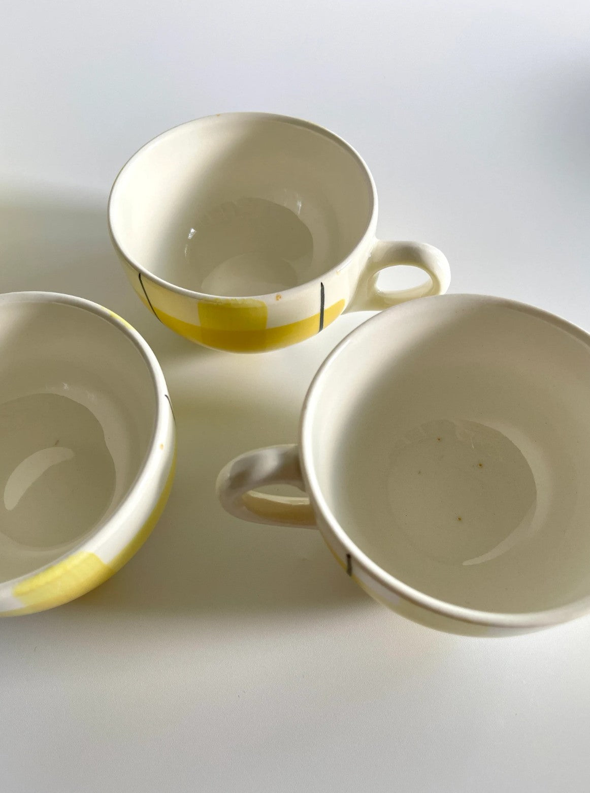 1950s Hycroft Calico Yellow Plaid Cups & Saucers