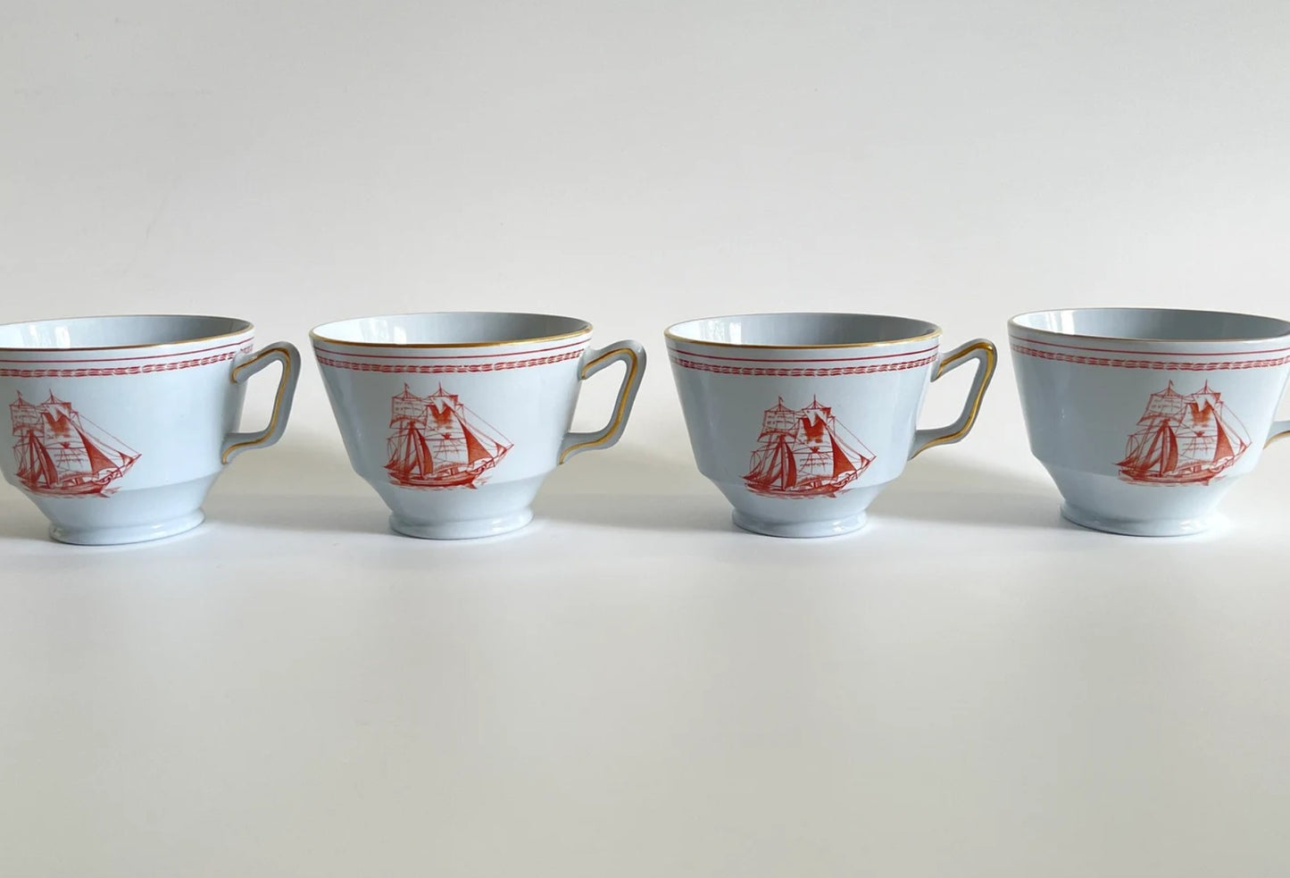 Spode Trade Winds Red Cups & Saucers