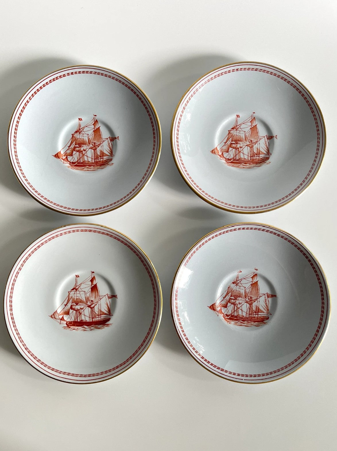 Spode Trade Winds Red Cups & Saucers