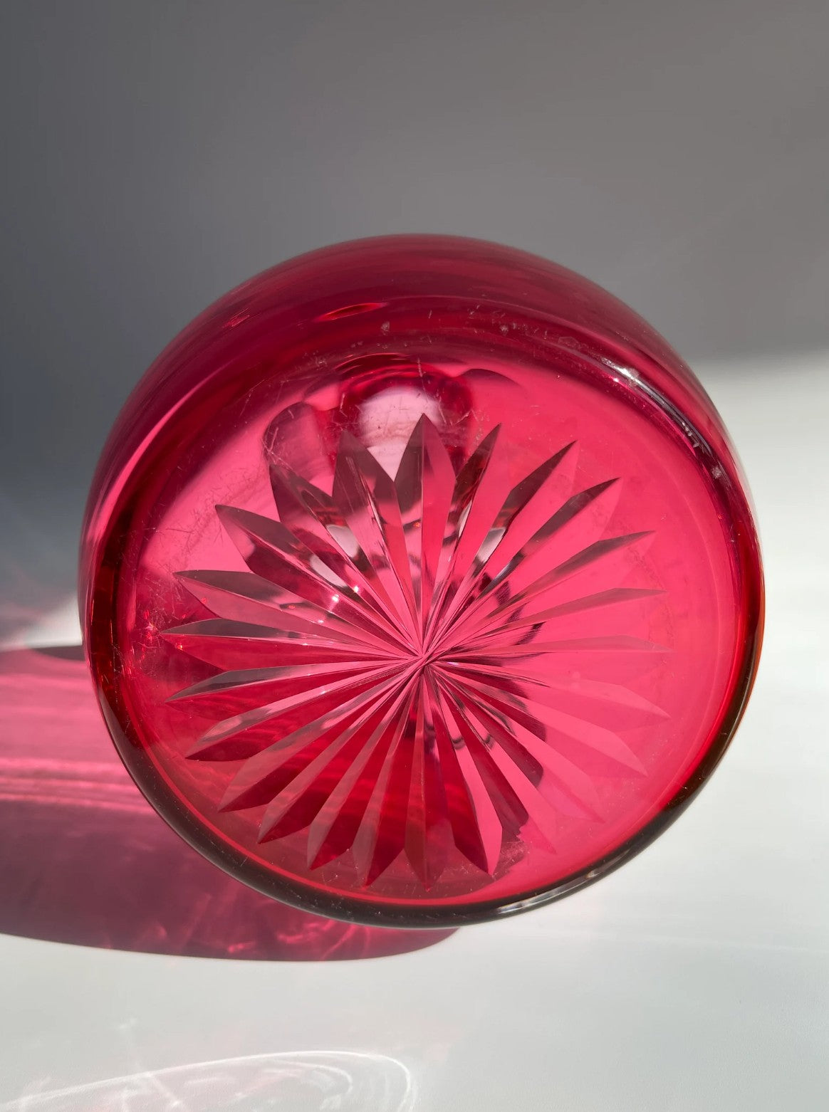 Antique Victorian Cranberry Glass Jug, c1850