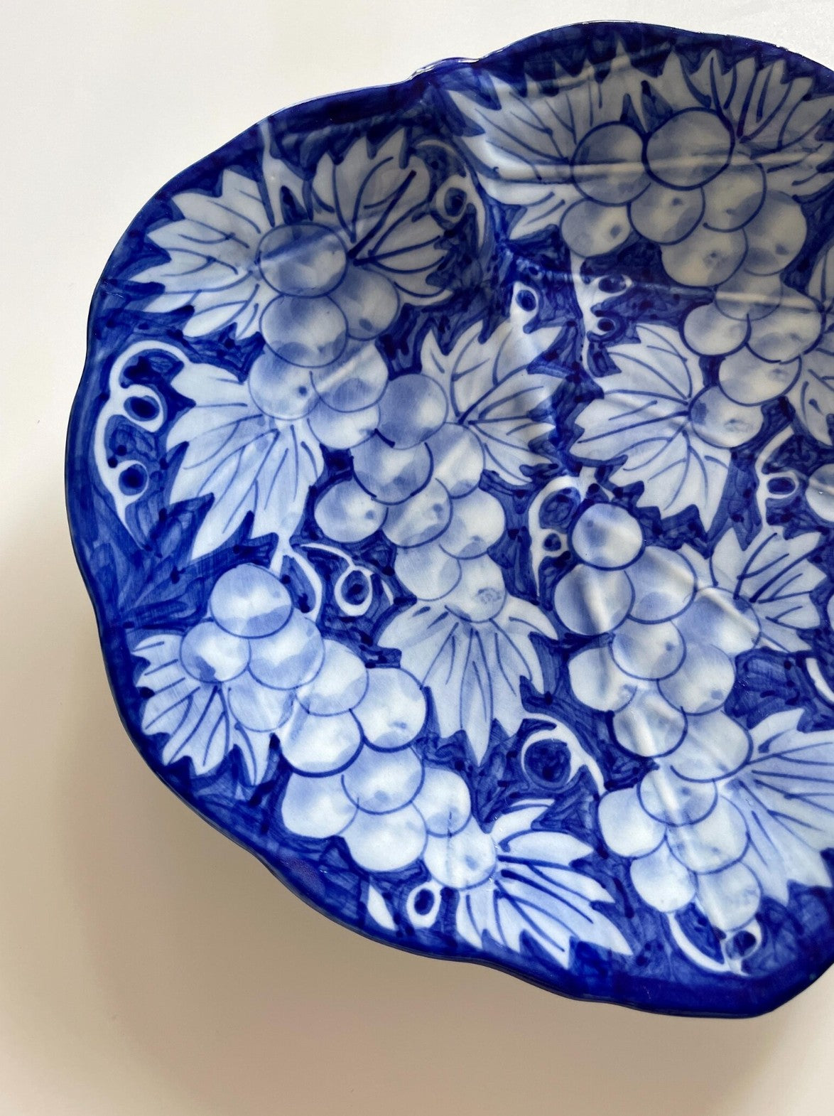 Vintage Italian Blue Grape Leaf Plate