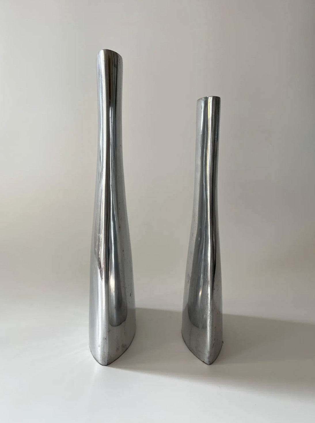 Vintage Sculptural Modern Metal Vases